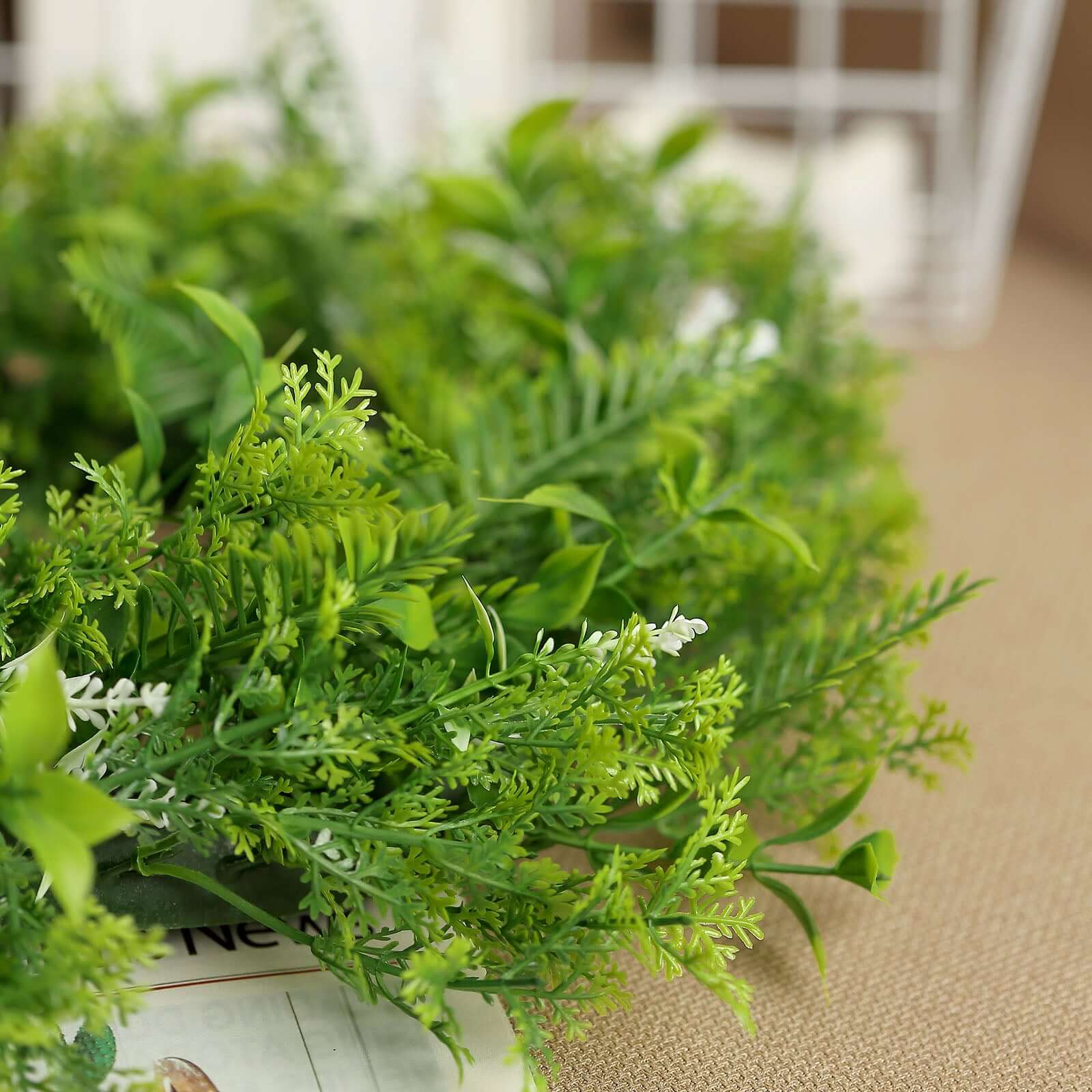 2-Pack Green Artificial Fern Leaf Candle Ring Wreaths - Ideal Decor