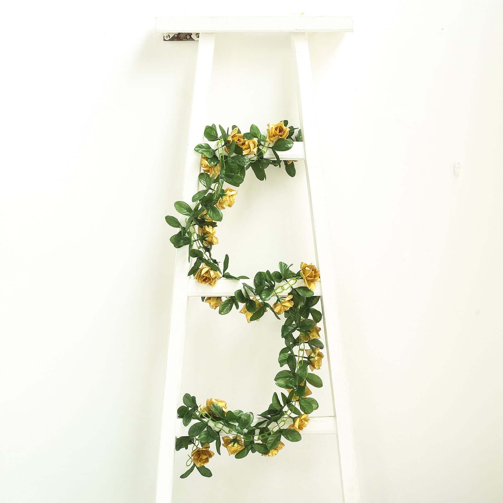 6ft UV Protected Gold Artificial Silk Rose Garland - Perfect for Decorations!
