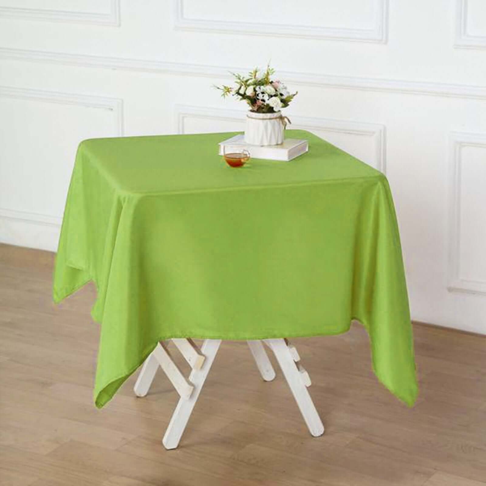 Wrinkle-Resistant & Durable 54x54 Polyester Square Tablecloth in Apple Green - Ideal for Events