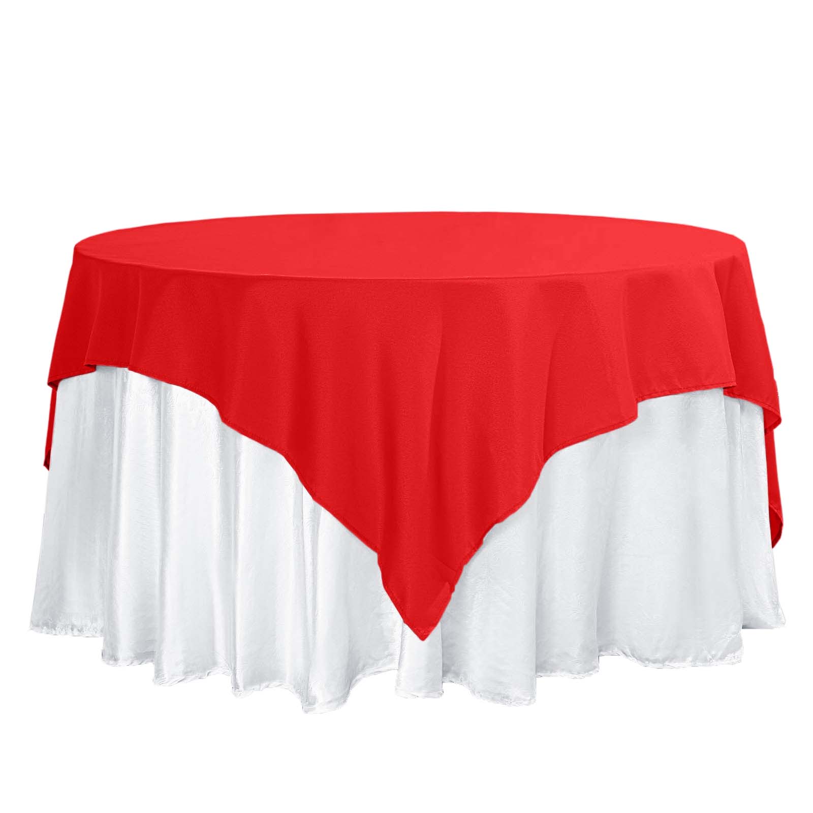 Hot Deal! Red Polyester 70x70 Square Table Overlay - Wrinkle-Free & Durable Tablecloth