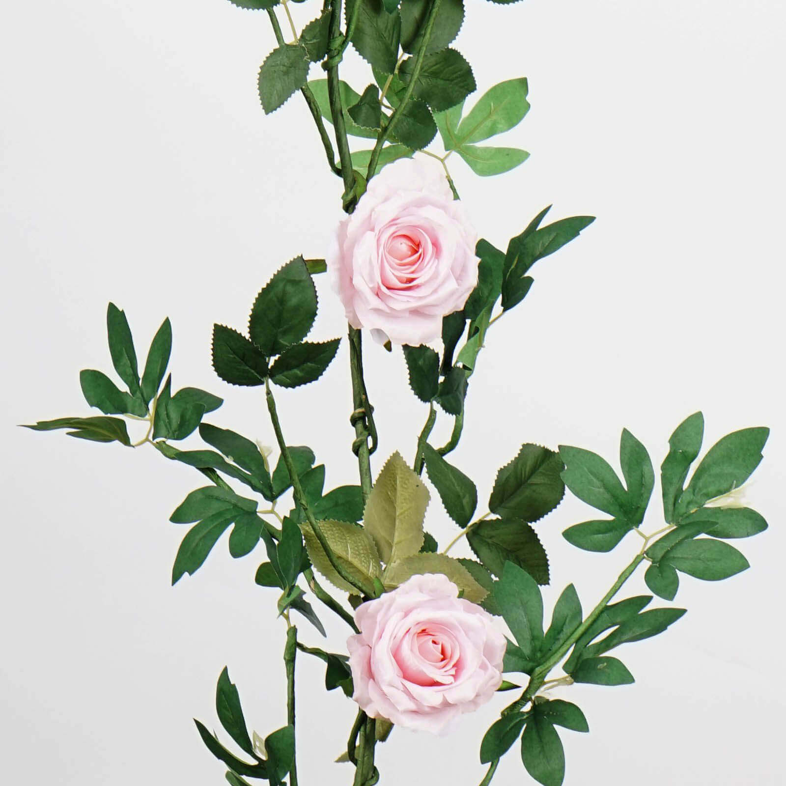 6ft Blush Realistic Silk Rose & Leaf Garland - Ideal for Decor