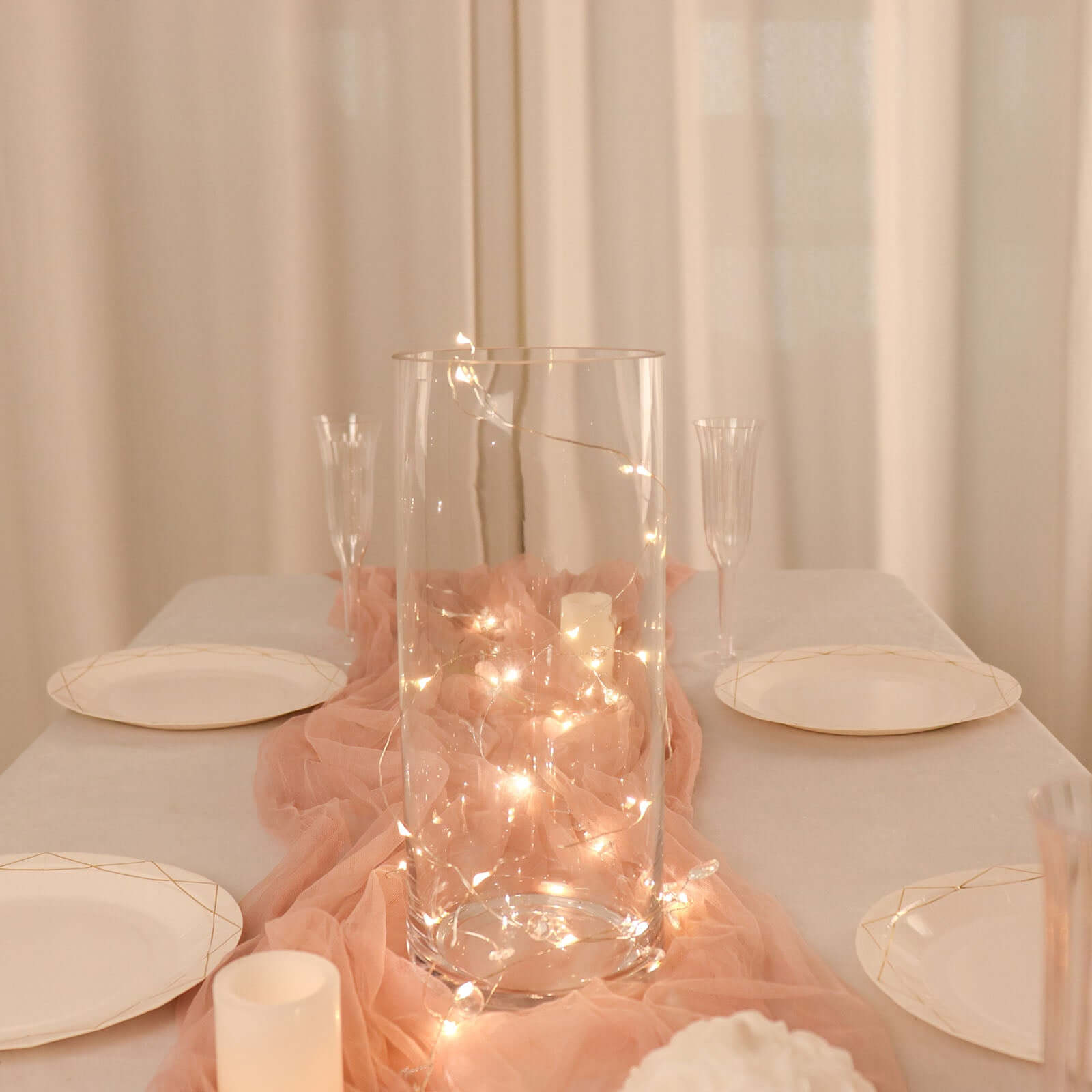 6-Pack Heavy Duty Clear Glass Cylinder Flower Vases - Ideal for Weddings