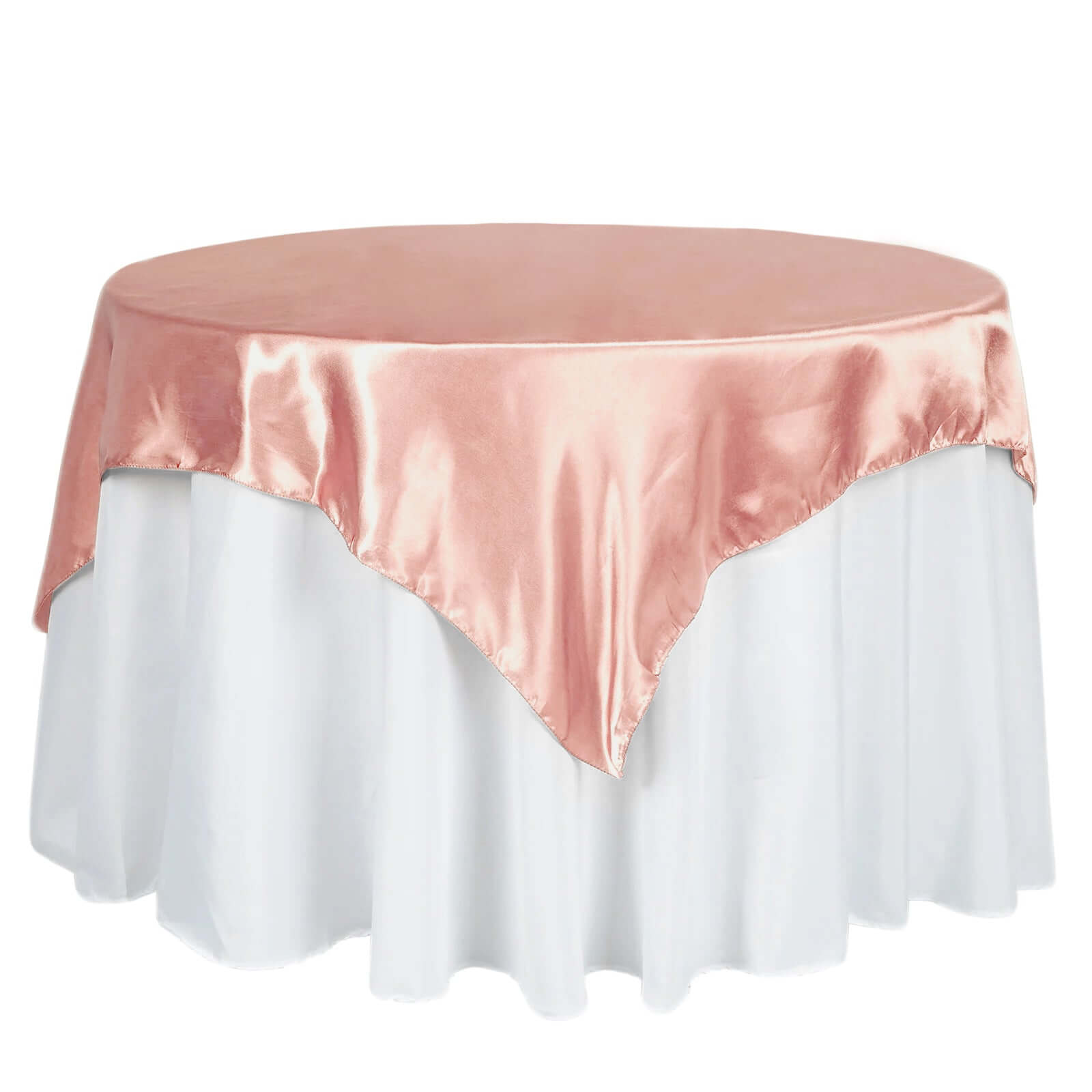 Hot Sale! Dusty Rose Satin Square Table Overlay 60x60 for Decorative Table Cover