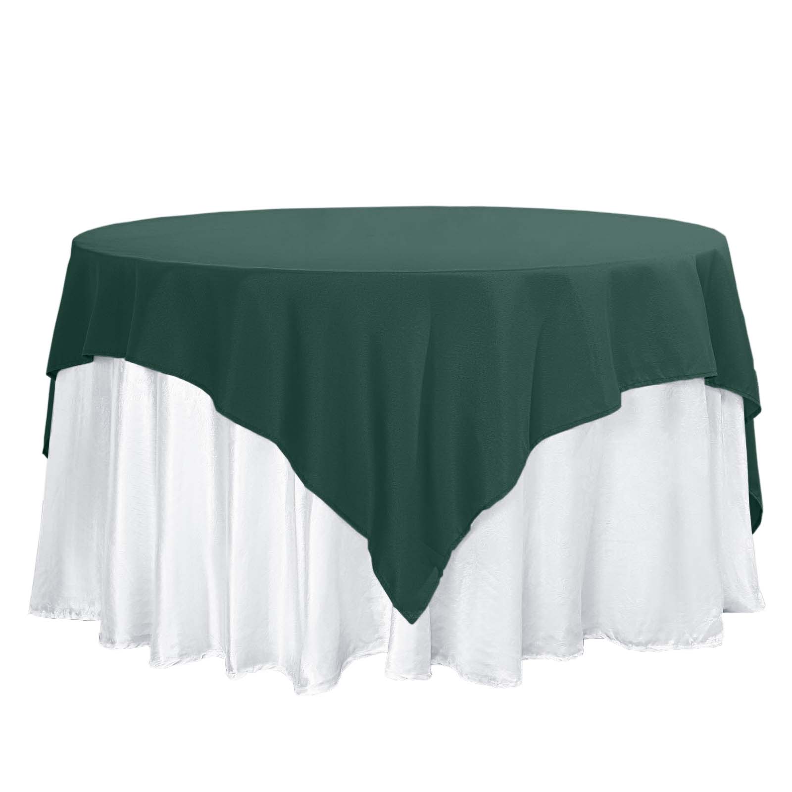 Wrinkle-Resistant & Durable 70x70 Polyester Square Table Overlay in Hunter Emerald Green