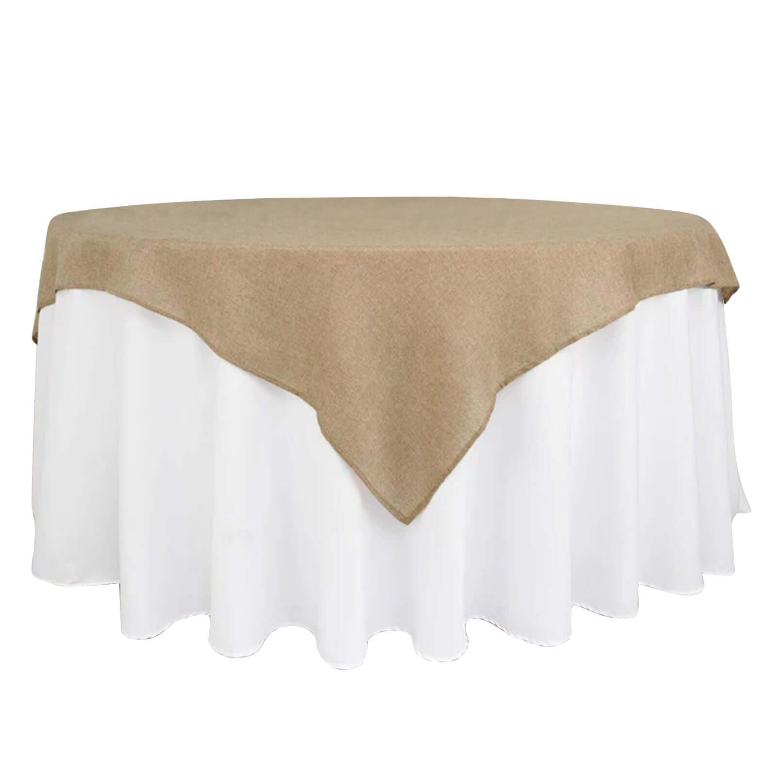 Discount! Natural Faux Jute Square Table Overlay Tablecloth 72x72 - Boho Chic for Vintage Celebrations