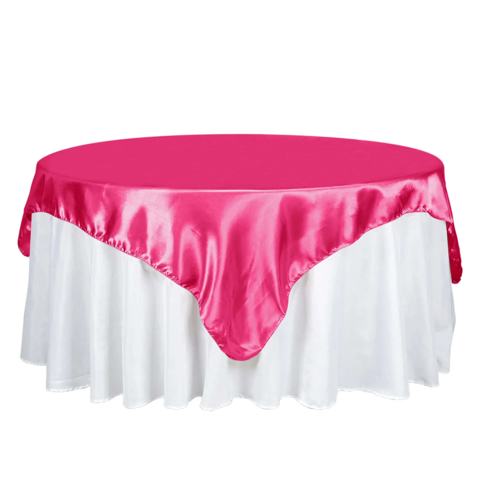 Fuchsia Satin 72x72 Square Table Overlay - Smooth Finish