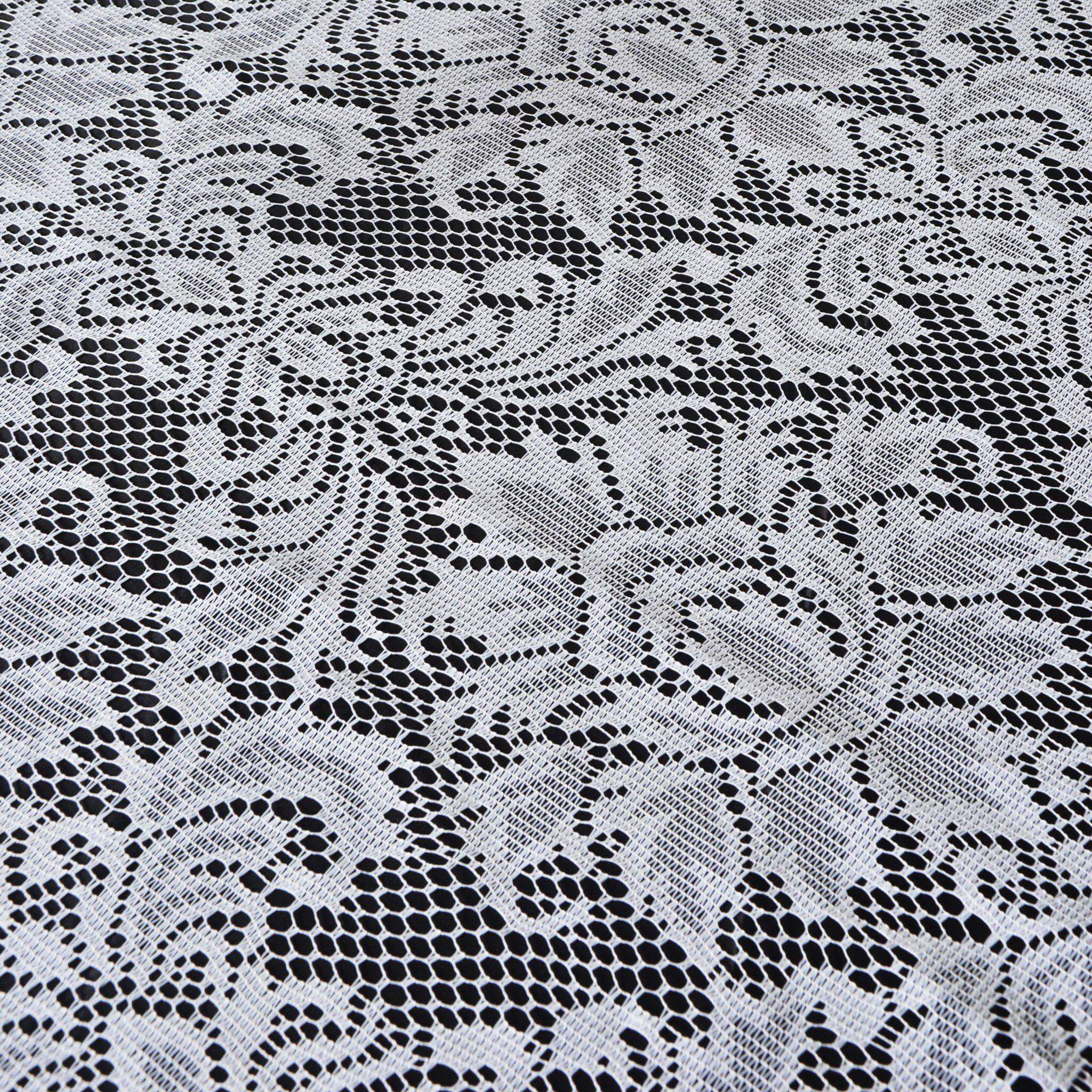 White Victorian Design Lace Square Table Overlay, 72x72 - Perfect Table Topper