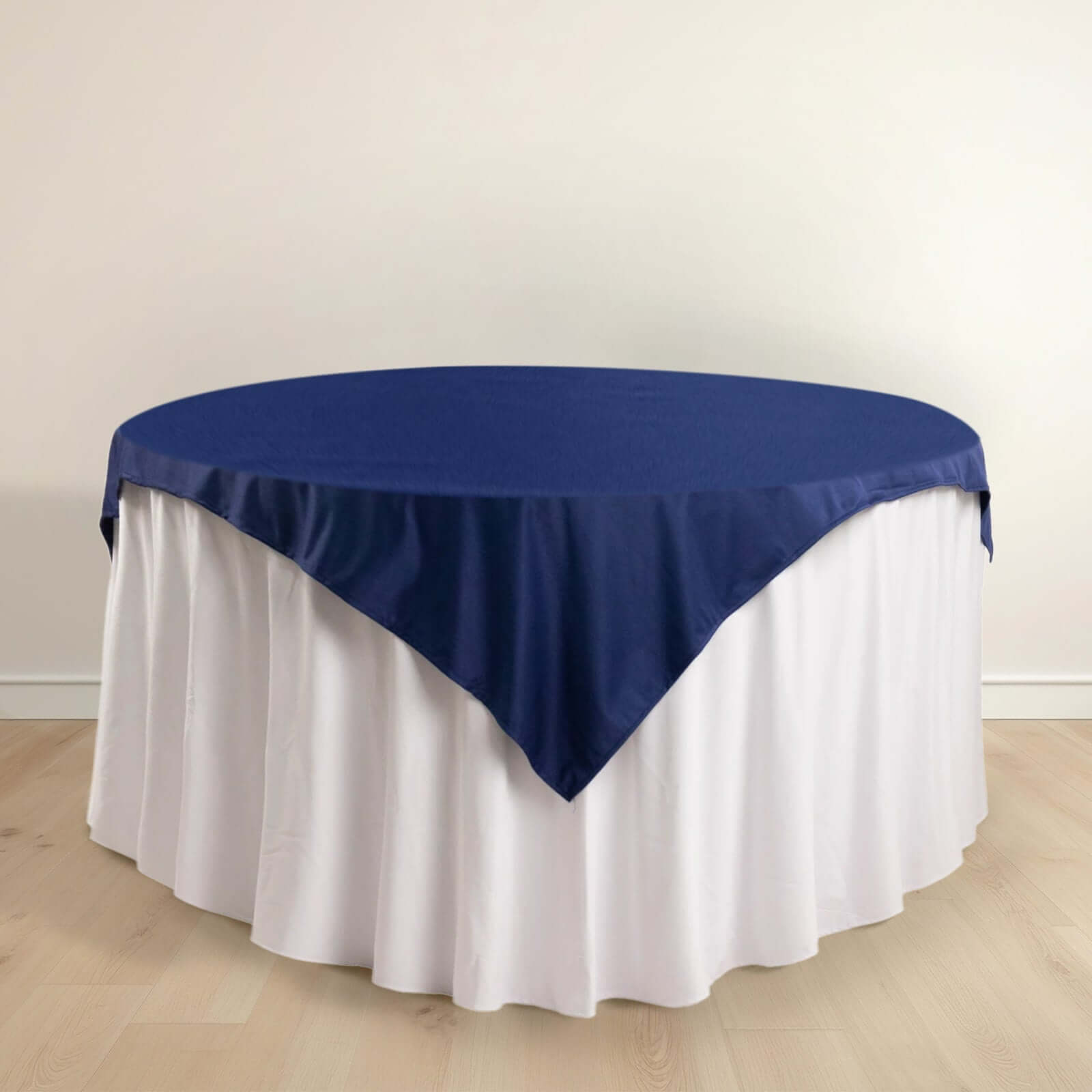 Exclusive Navy Blue Scuba Polyester 54x54 Square Table Overlay - Wrinkle & Stain Free