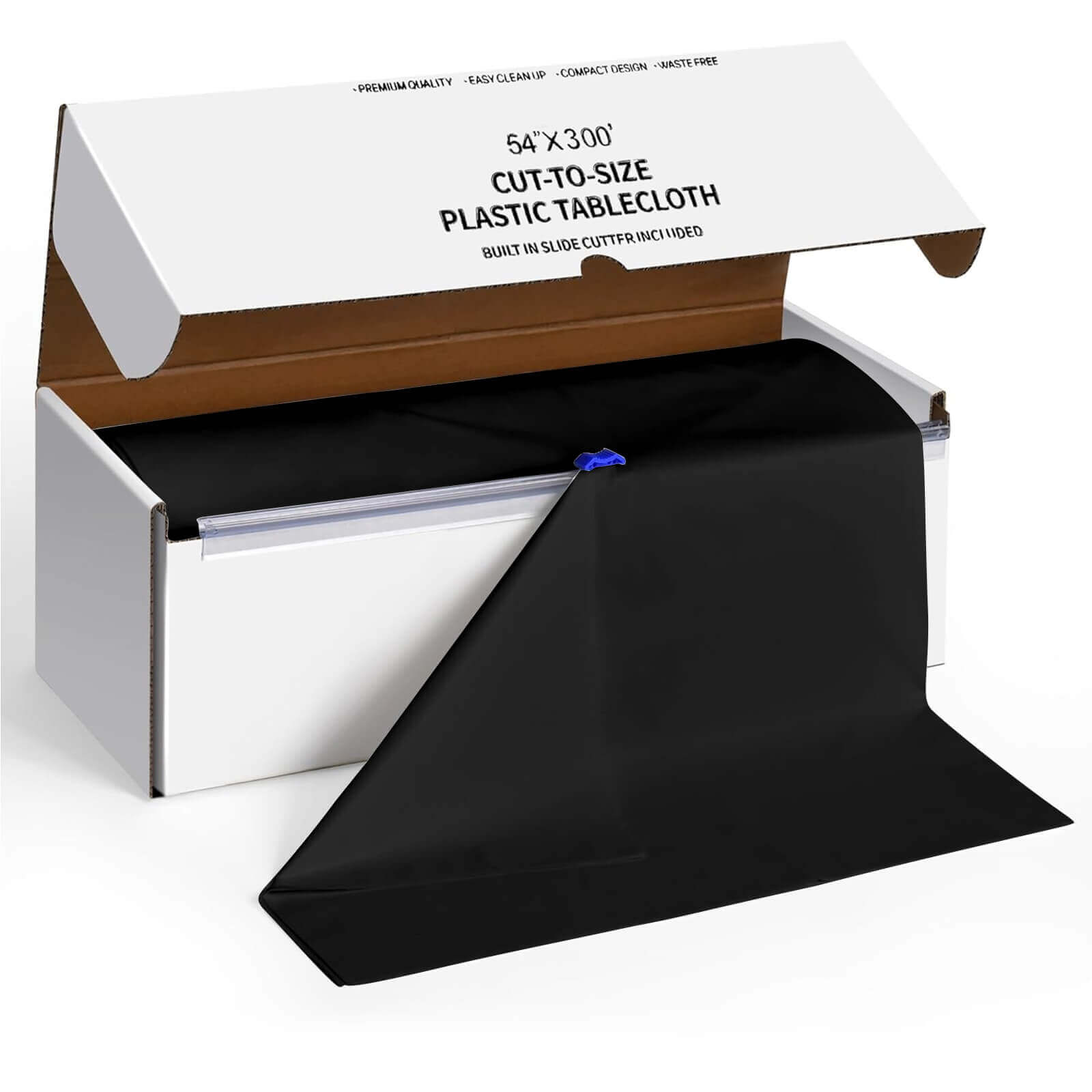 Customizable Black Plastic Table Cover Roll with Slide Cutter - 54x300ft, High-Quality Deal