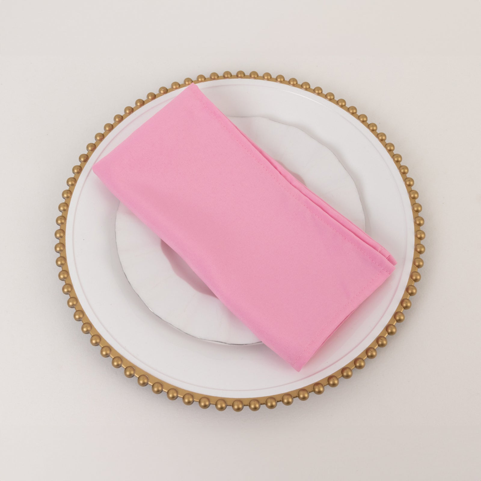 5-Piece Set of Premium Pink 20x20 Polyester Dinner Napkins - Stain & Wrinkle Resistant