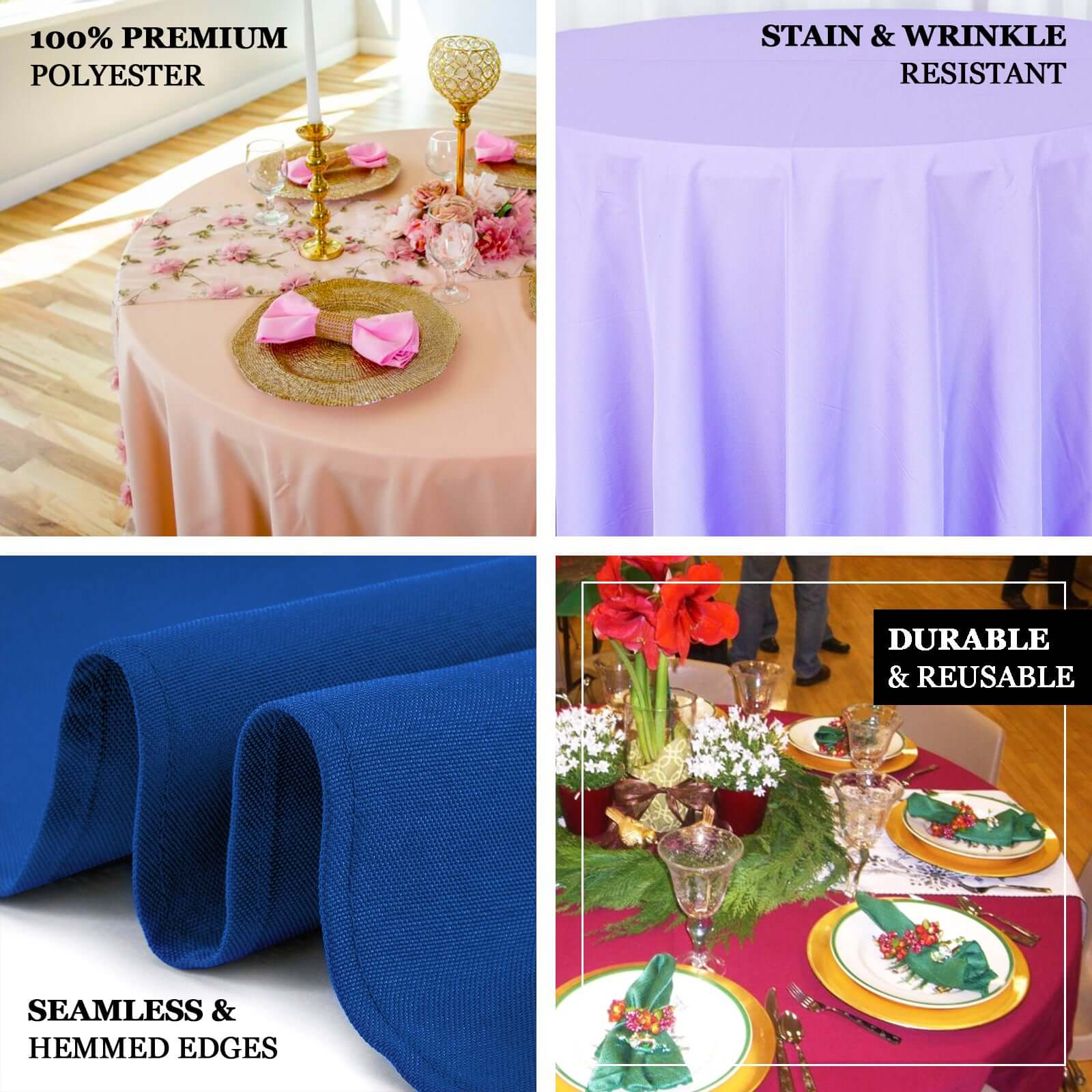 Exclusive 90" Champagne Round Tablecloth - Premium Polyester, Stain & Wrinkle Resistant