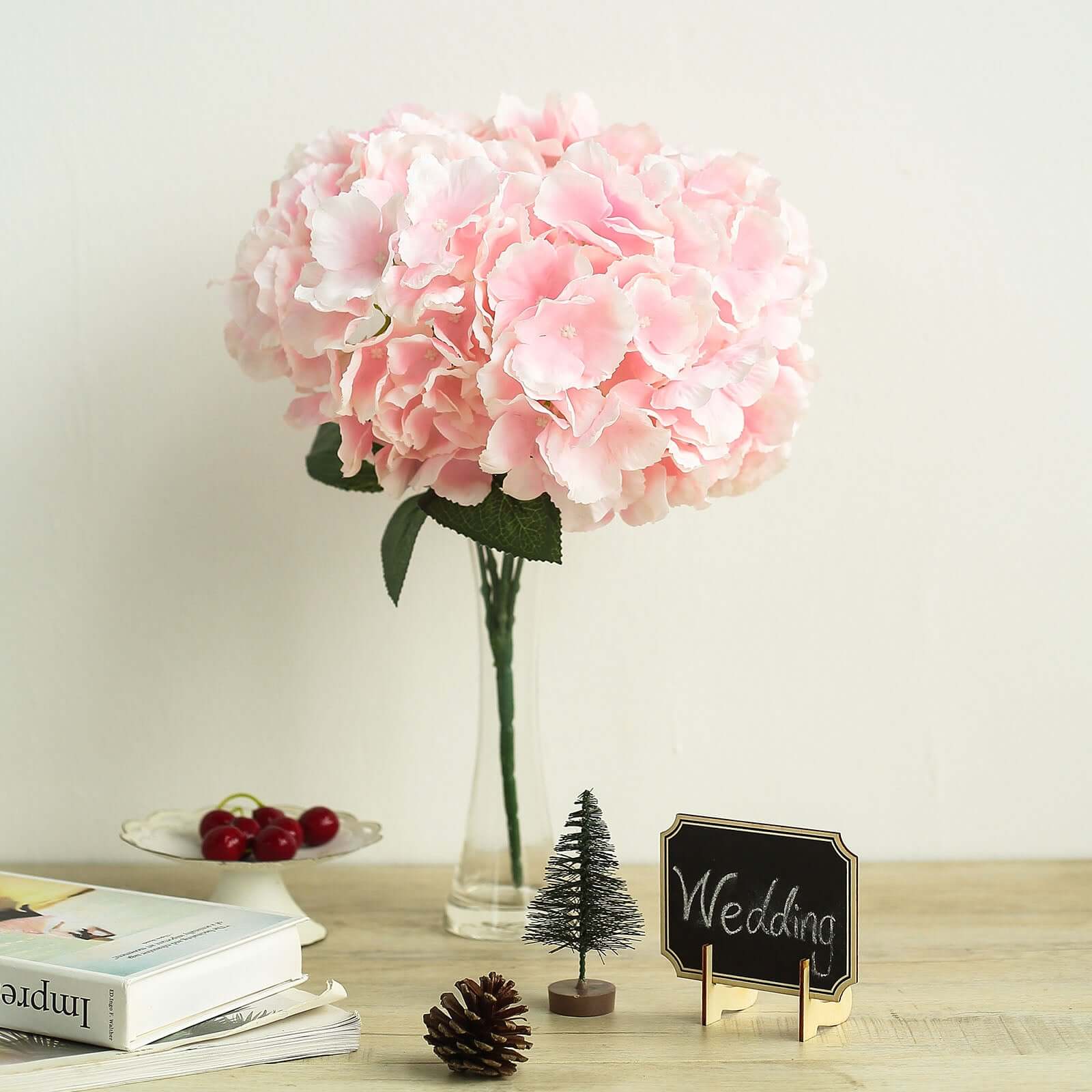 Hot! 5-Bush Blush Pink Artificial Silk Hydrangea Bouquets