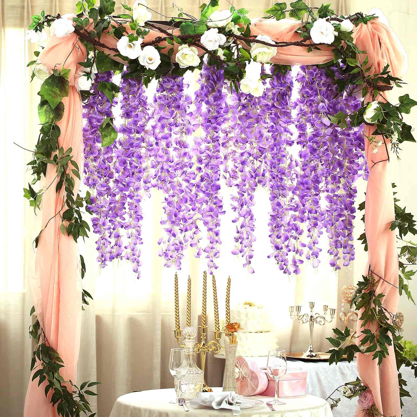 Stunning 42' Silk Lavender Lilac Wisteria Garland - 5 Strands
