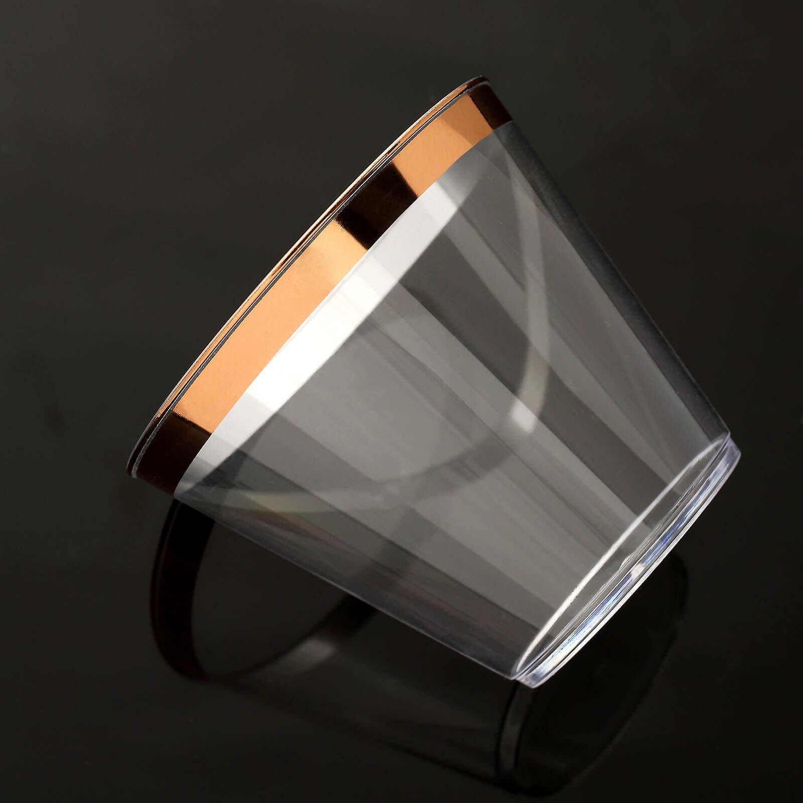 Hot Sale! 12-Pack 10oz Clear Plastic Party Squat Cups with Rose Gold Rim for Special Occasions