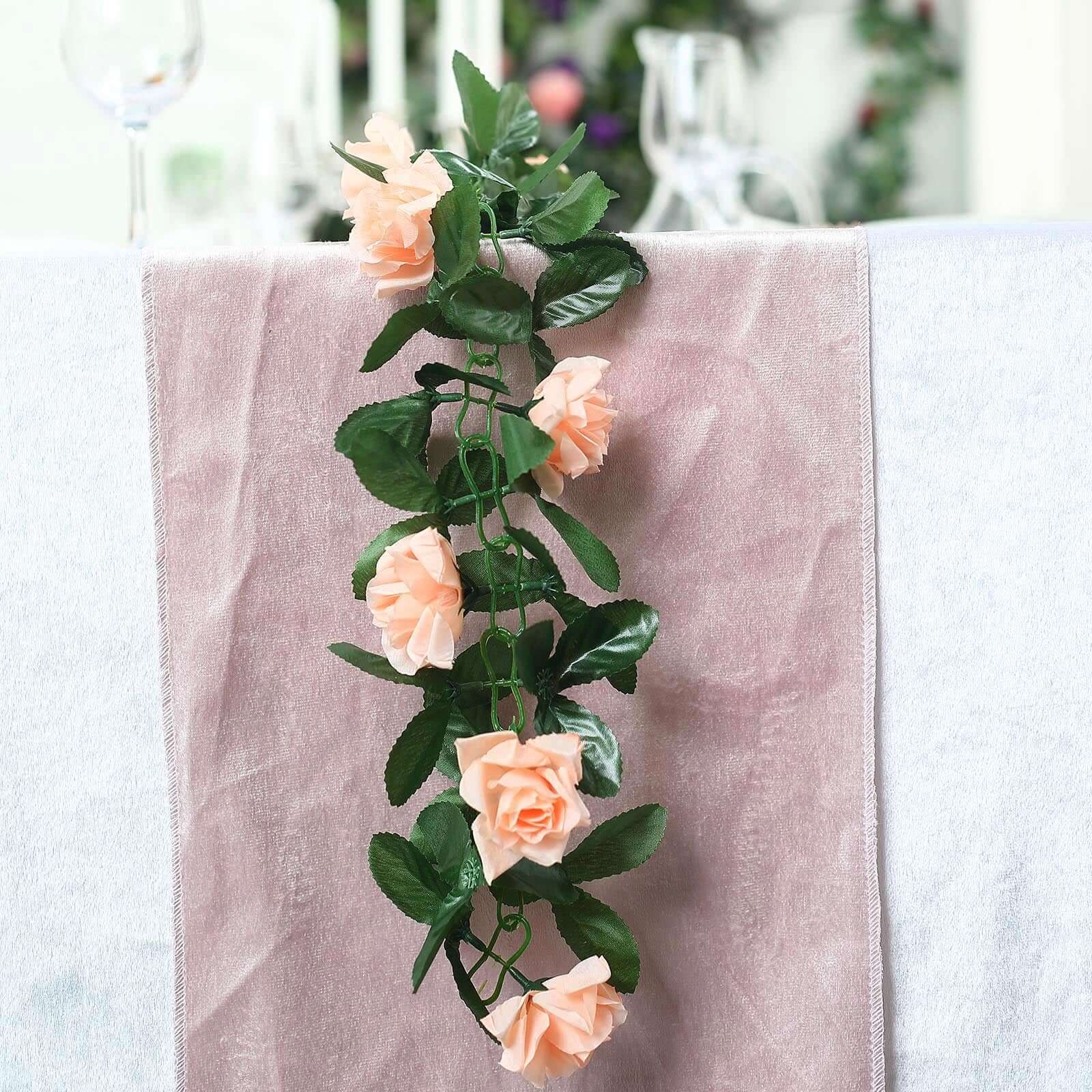 Promotional 6-Foot UV-Protected Artificial Silk Peach Rose Garland for Decorations