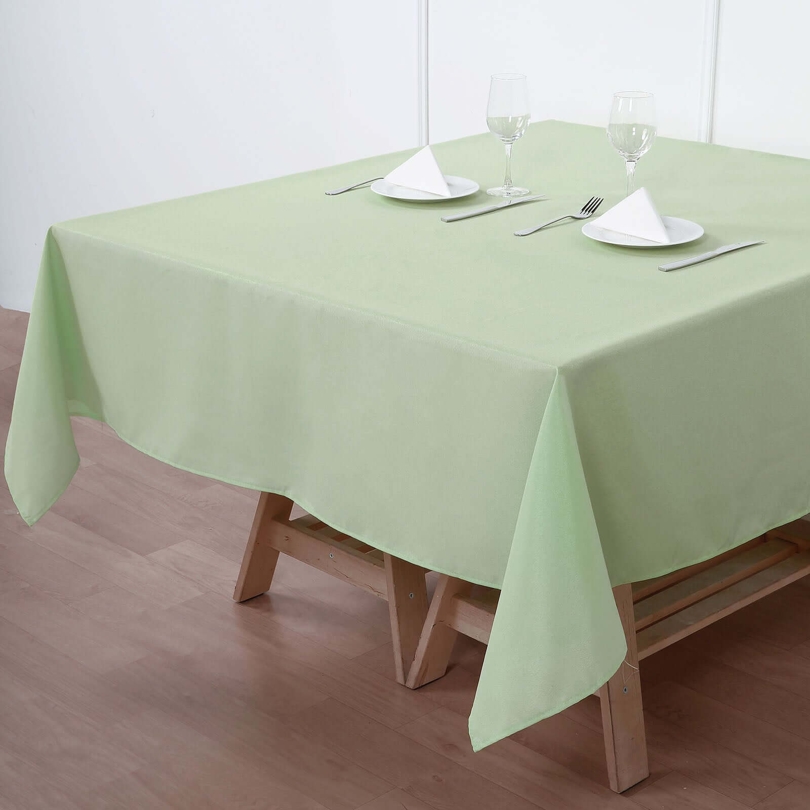 Sage Green 70x70 Polyester Wrinkle-Resistant Durable Square Tablecloth - Great Deal