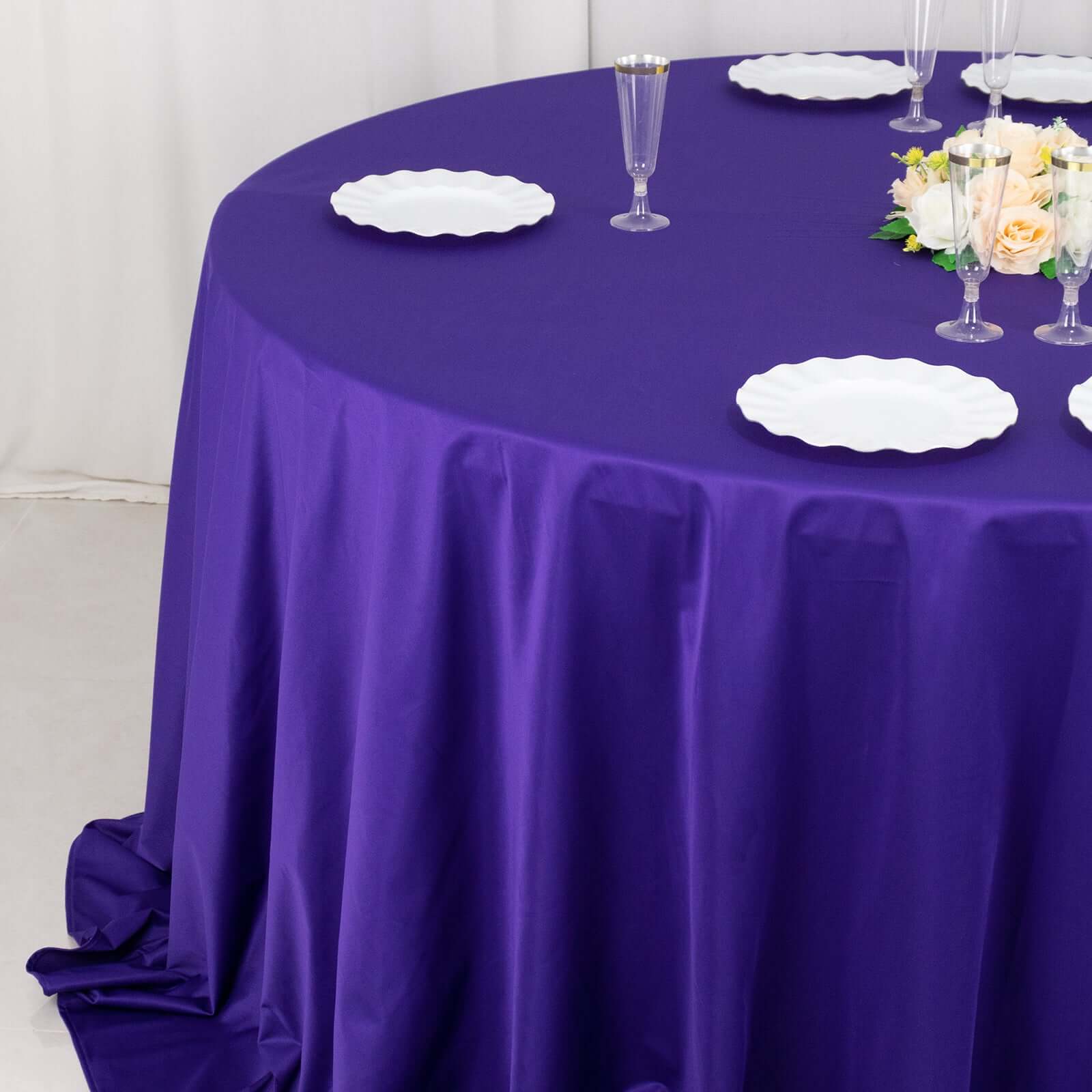 Exclusive Purple 132' Round Scuba Tablecloth - Wrinkle & Stain Free