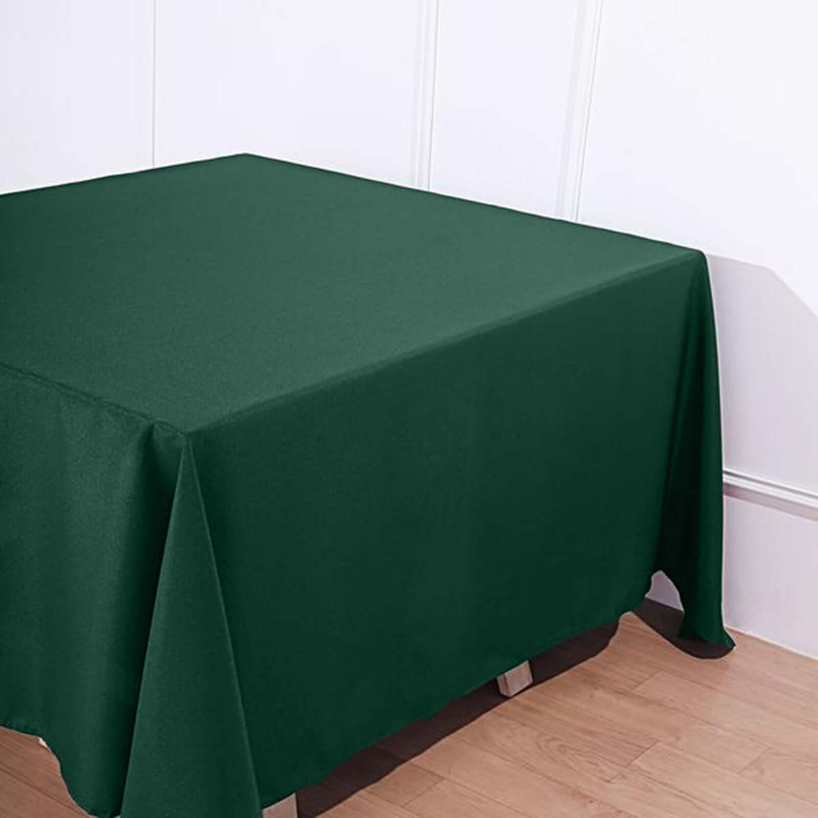 Get Your Durable & Wrinkle-Resistant 90x90 Polyester Square Tablecloth in Hunter Emerald Green