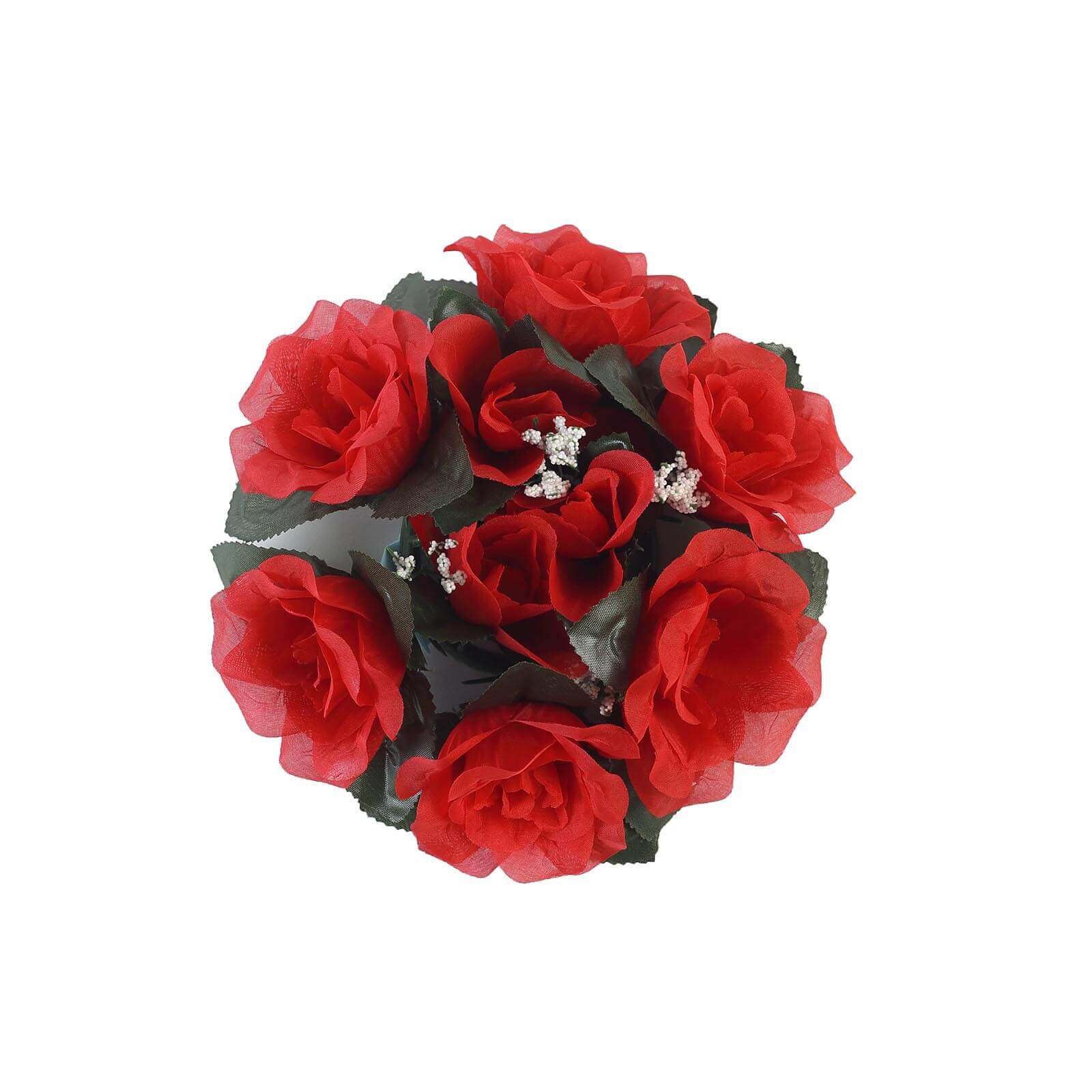 Hot Deal! 4-Pack Artificial Silk Floral Candle Rings with 3 Red Roses