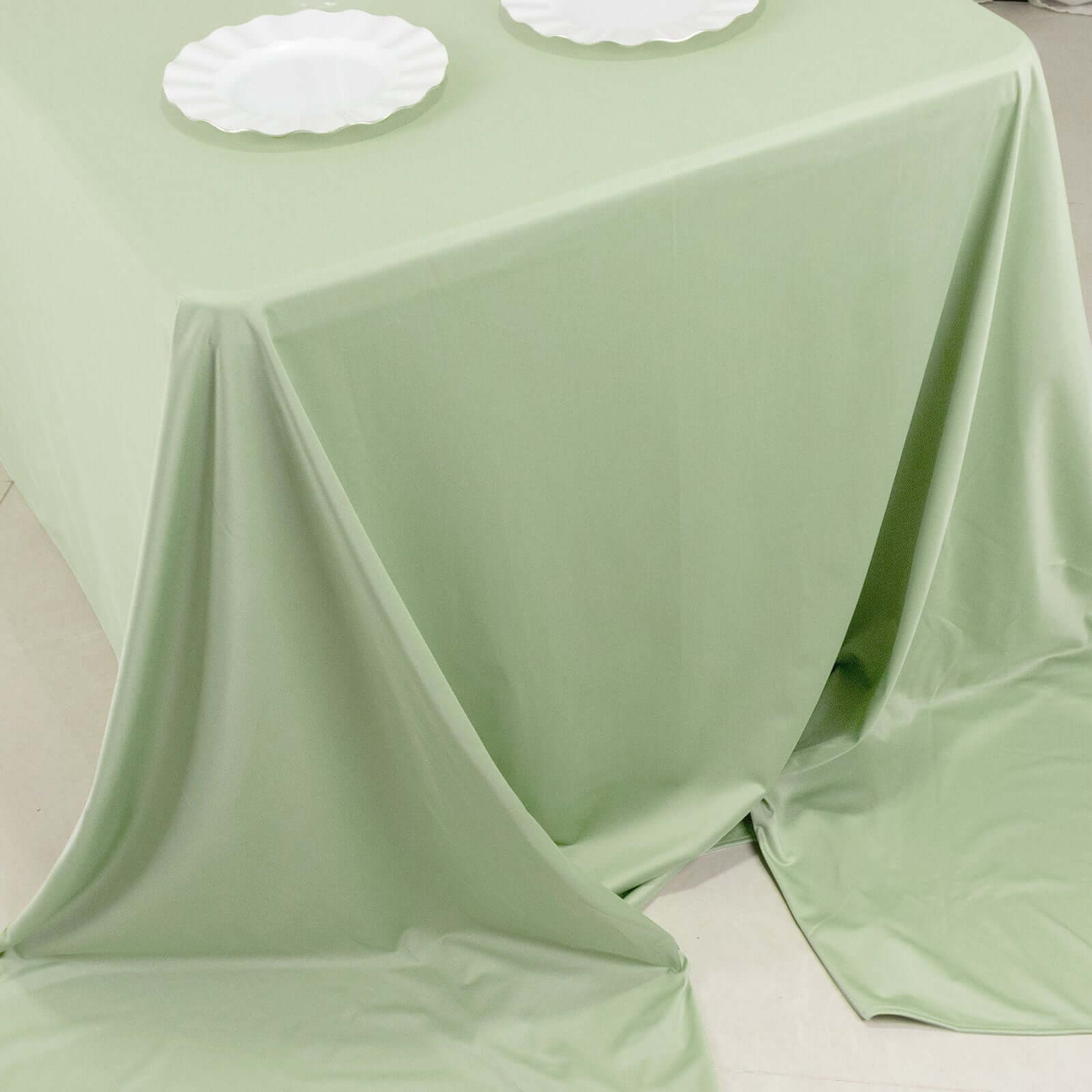 Sage Green Wrinkle-Free & Stain-Resistant Seamless Scuba Polyester 90x156 Tablecloth