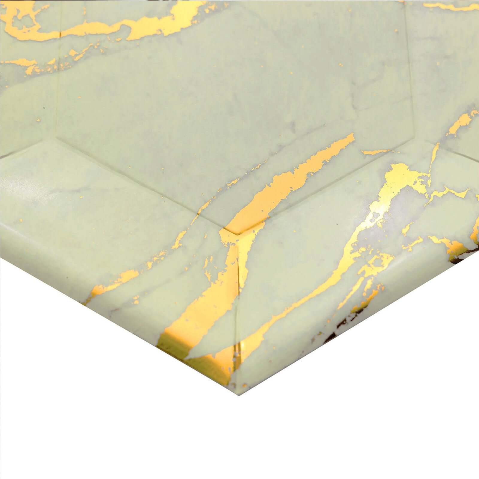 25-Pack Ivory Marble Disposable Dinner Paper Plates, 12-Inch Hexagon with Gold Foil Design - Great Value!