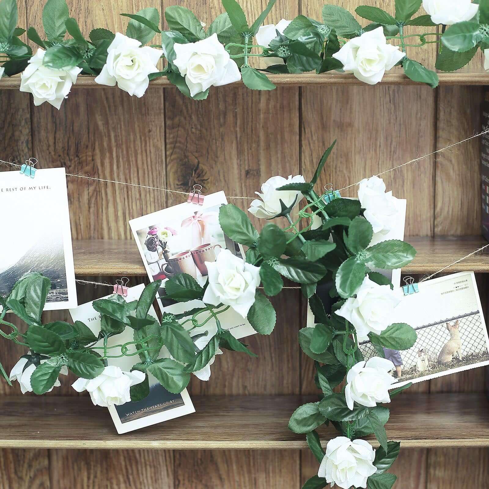 6ft UV-Protected Cream Artificial Silk Rose Garland - Ideal for Decor
