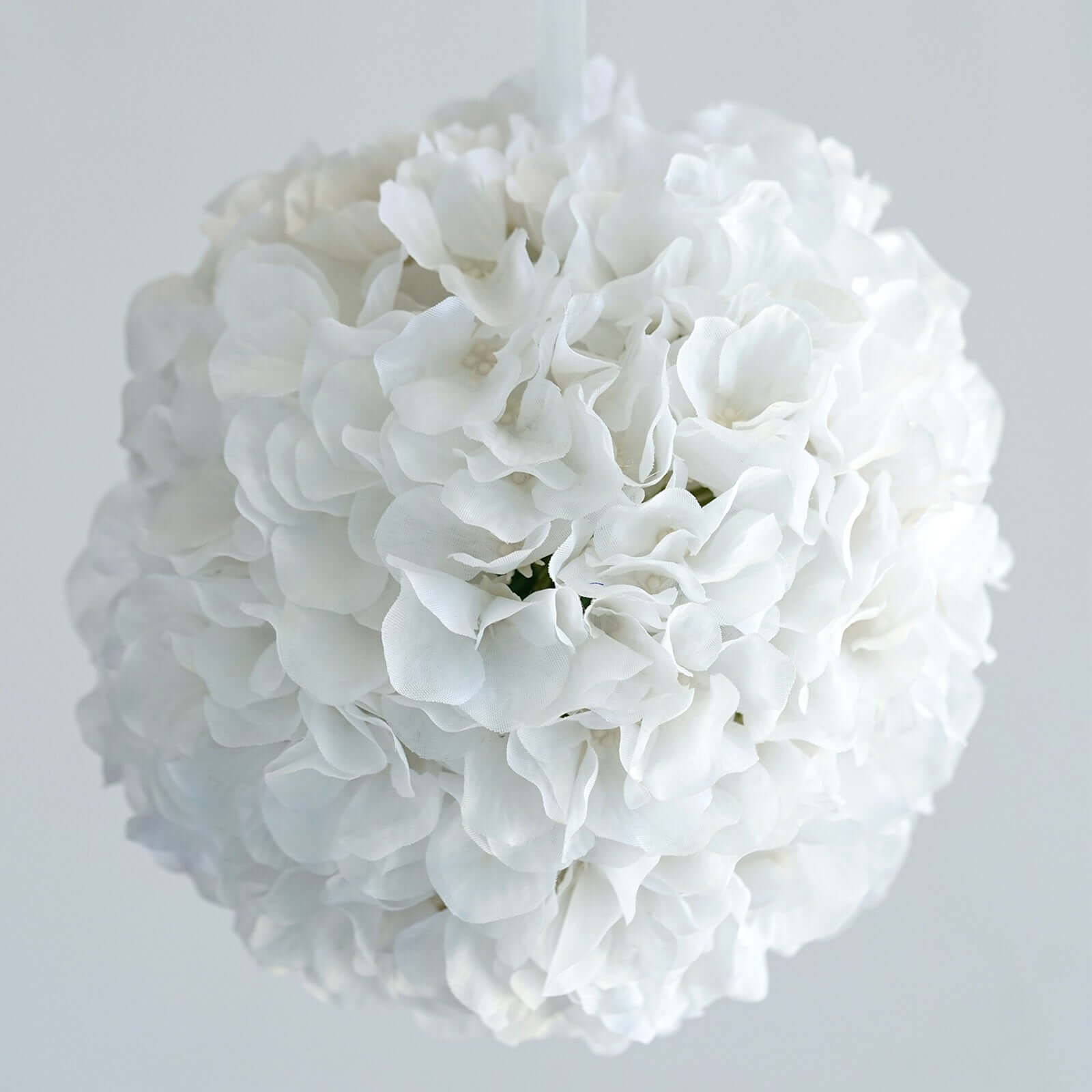 Set of 4 White Artificial Silk Hydrangea Kissing Flower Balls, 7-Inch Diameter
