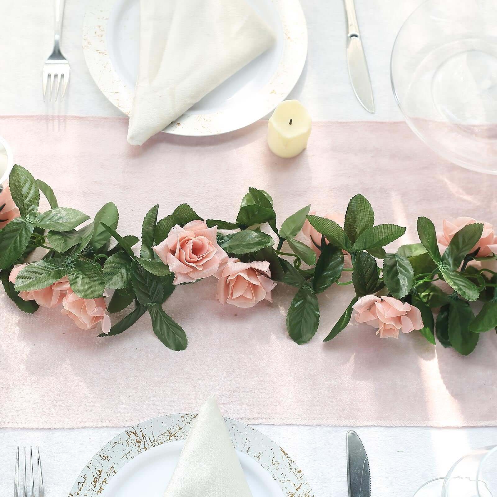 Hot Sale! 6ft UV-Protected Dusty Rose Artificial Silk Rose Garland