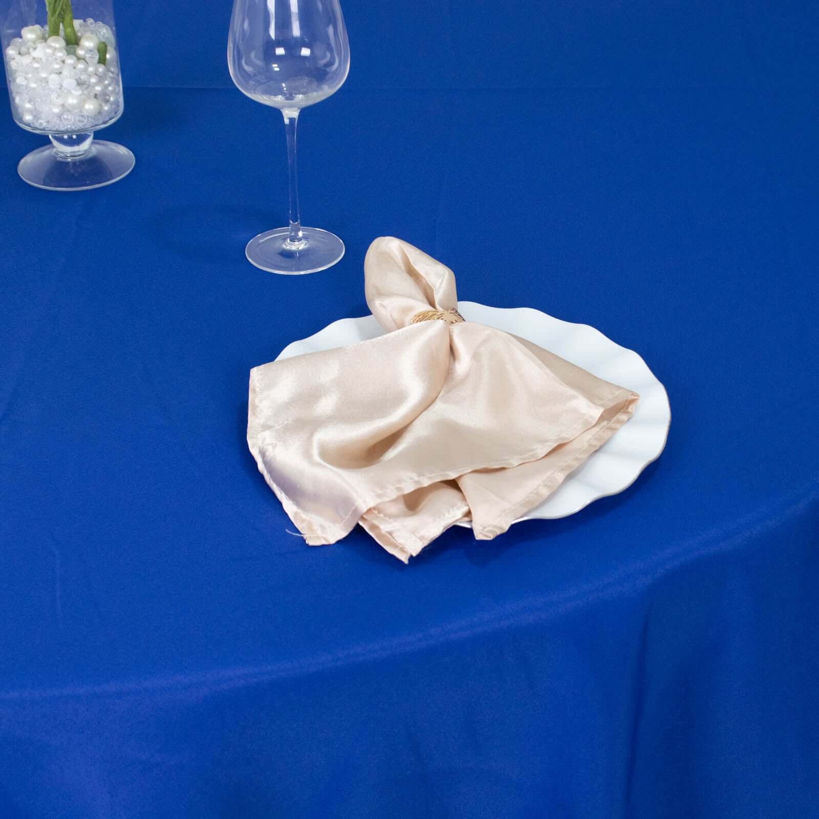 Hot! Royal Blue 90' Dia. Premium Polyester Round Tablecloth - Stain & Wrinkle Resistant, 220GSM