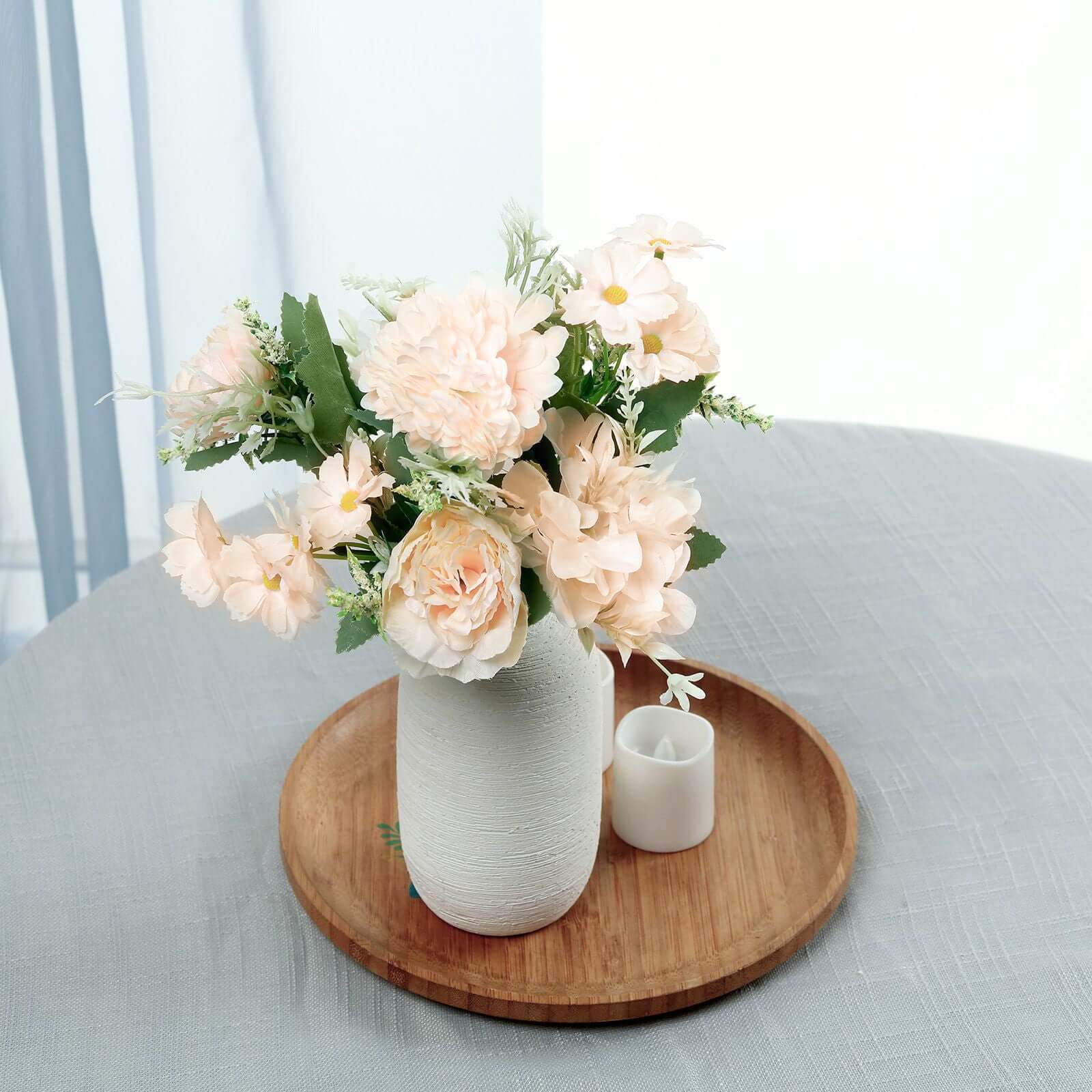 2 Bouquets of Blush Artificial Silk Peony Flower Arrangement - Perfect Decor!