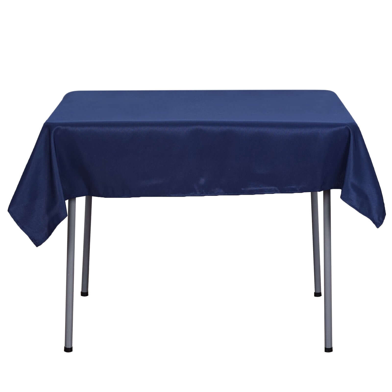 Durable Wrinkle-Resistant Navy Blue 54x54 Polyester Square Tablecloth