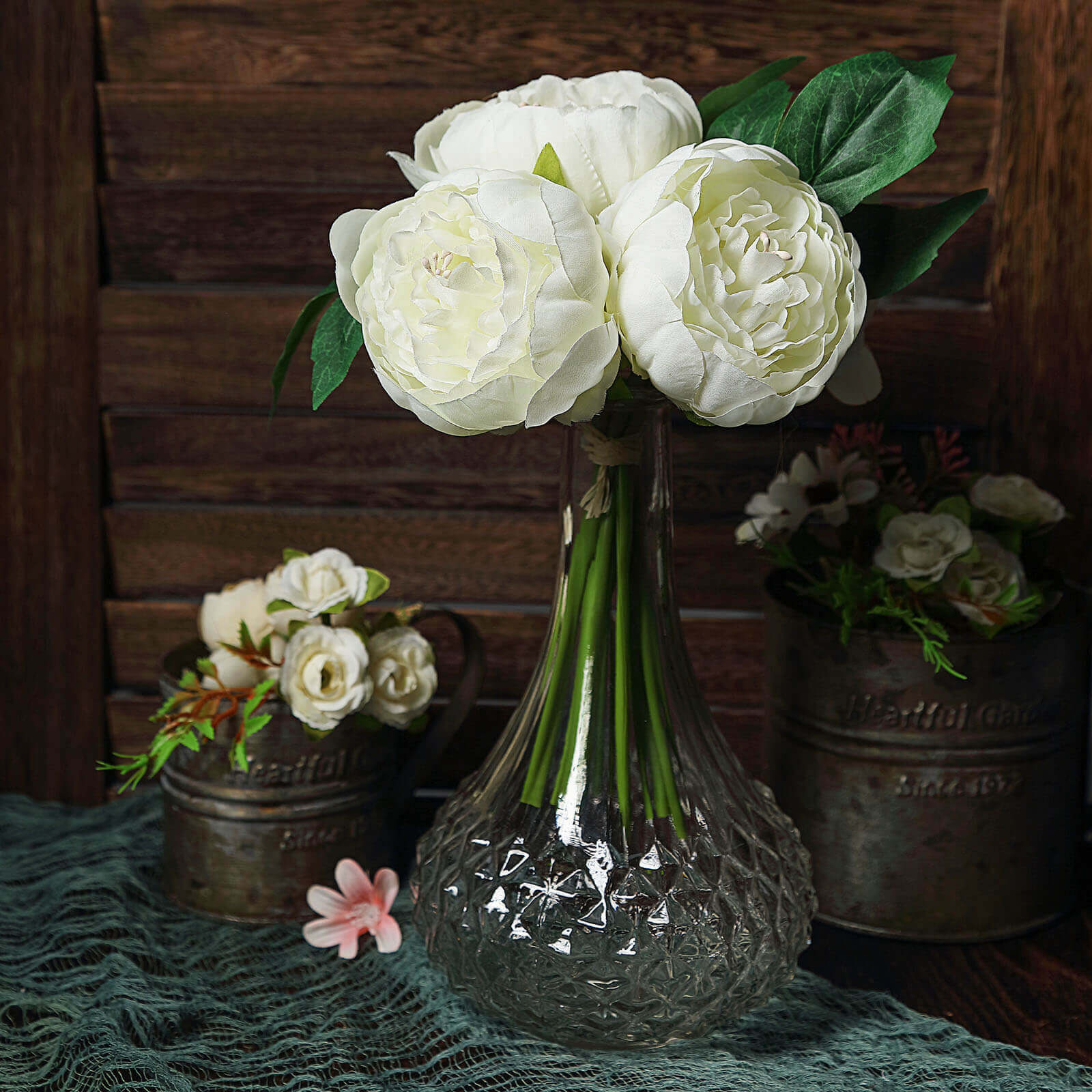 5-Piece Cream Silk Peony Bouquet - Ideal for Any Occasion