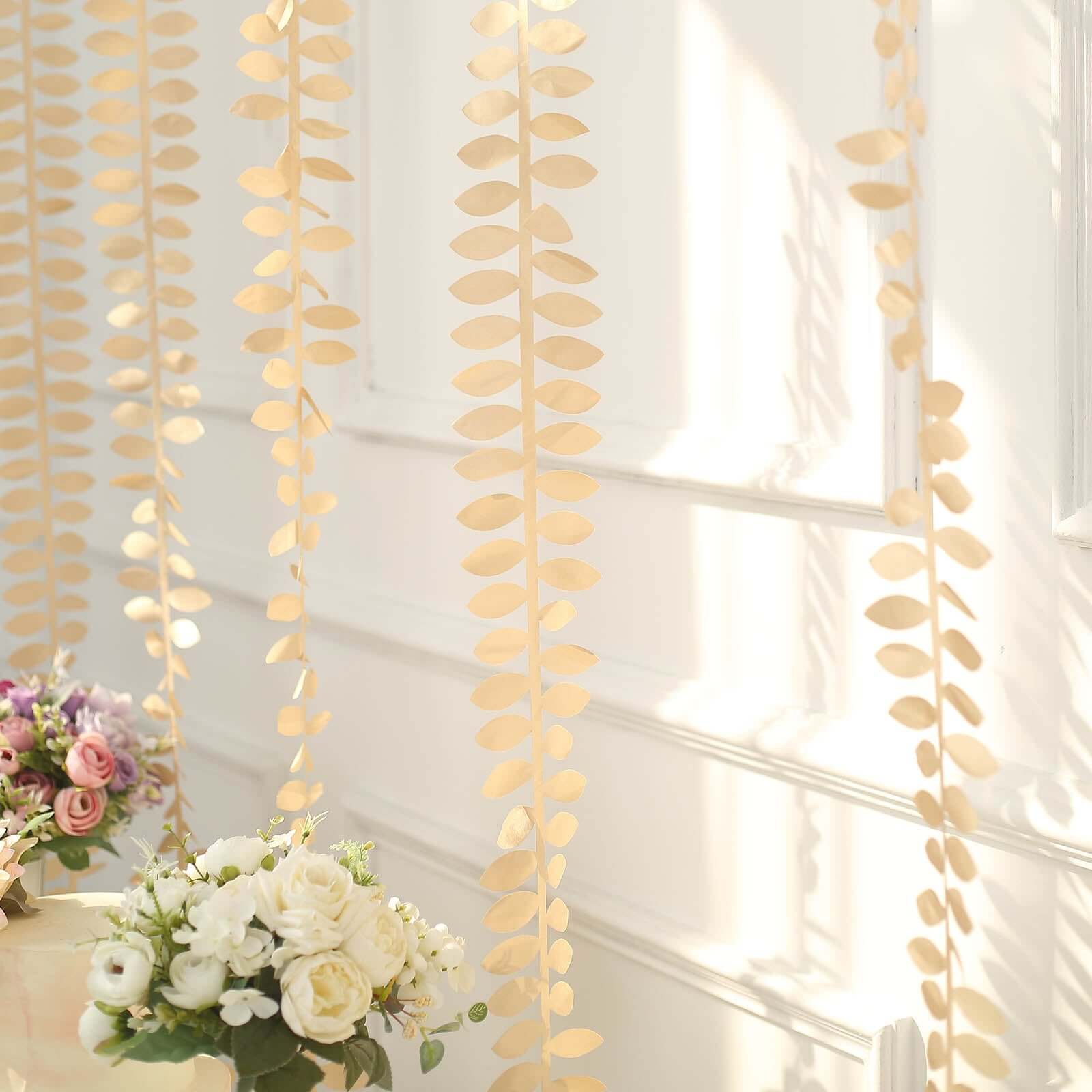 Champagne Taffeta Ribbon Sash with 4 - Leaf Petal Design, 50ft - Ideal for Decorations