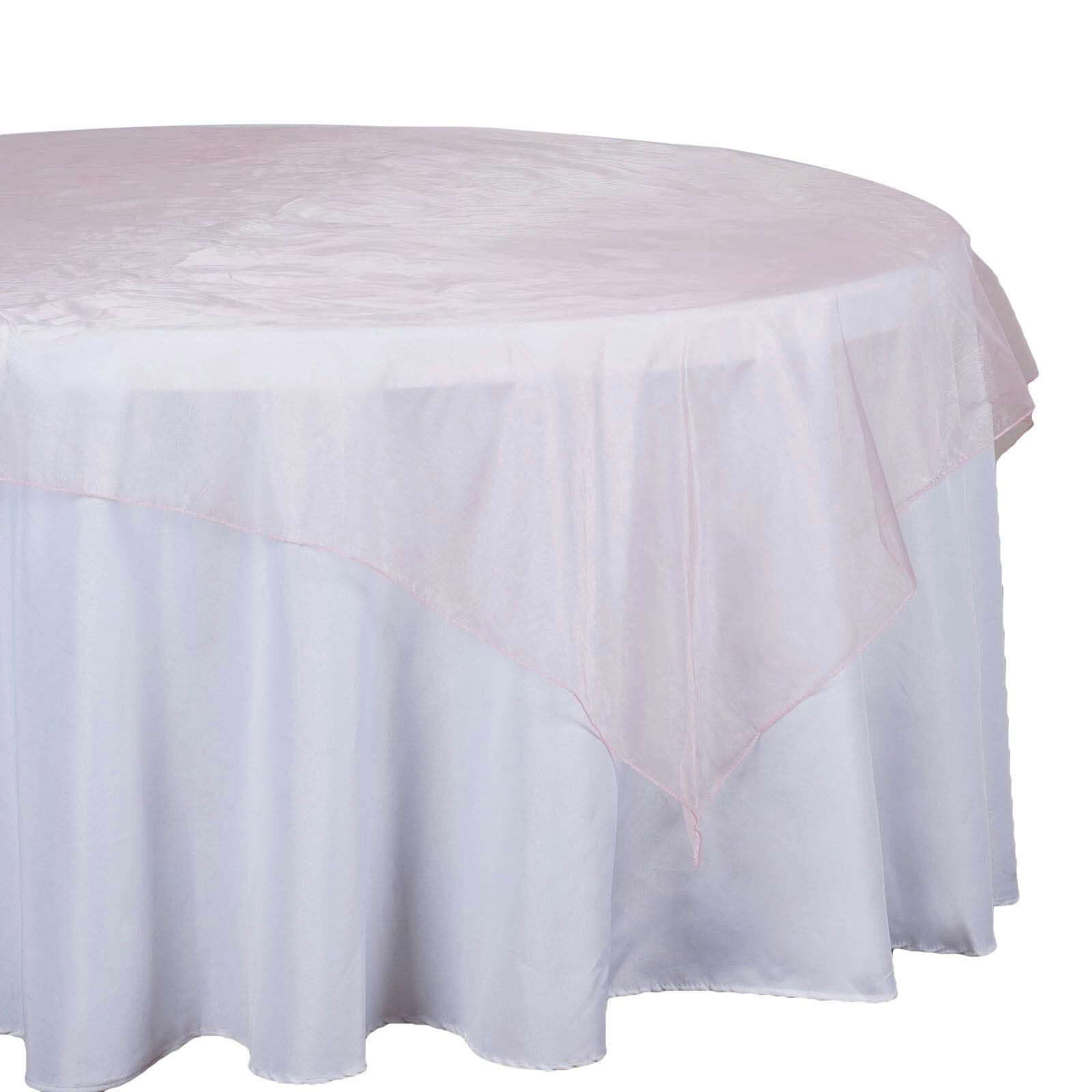 Blush Sheer Organza Square Table Overlay 72x72 - Ideal Table Accent