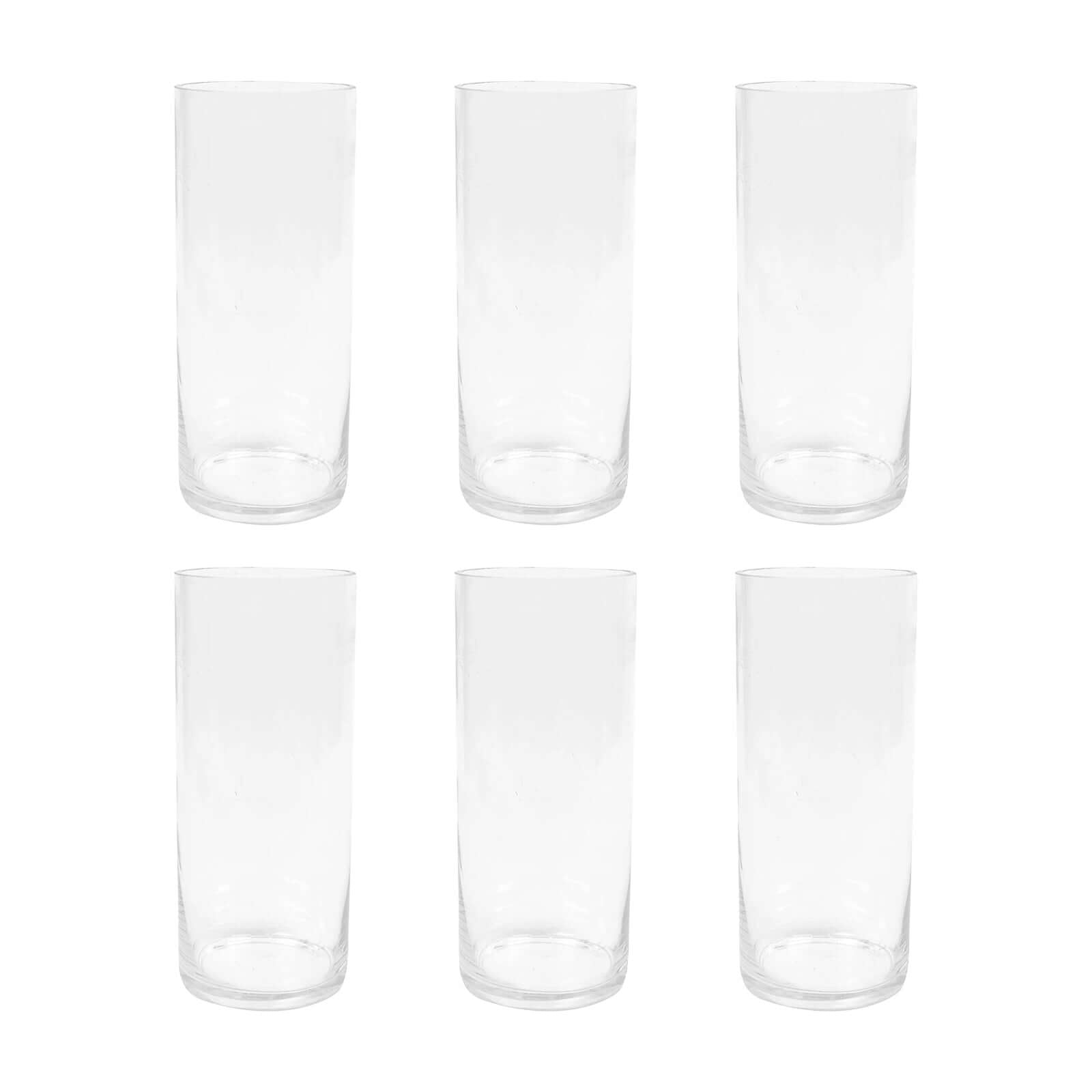 6-Pack Heavy Duty Clear Glass Cylinder Flower Vases - Ideal for Weddings