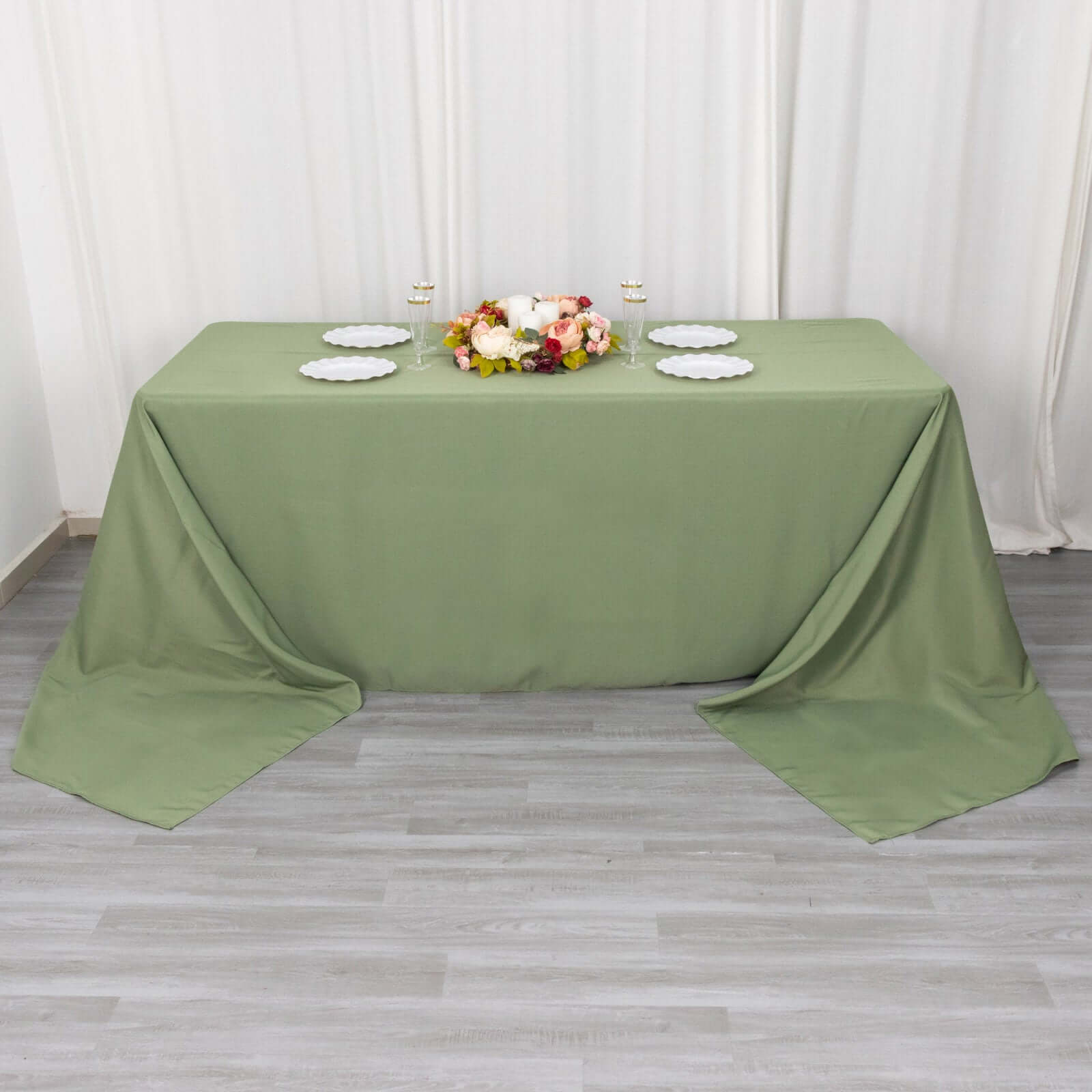 Hot! Seamless 220GSM Stain-Resistant Premium Polyester Dusty Sage Green Rectangle Tablecloth 90x156