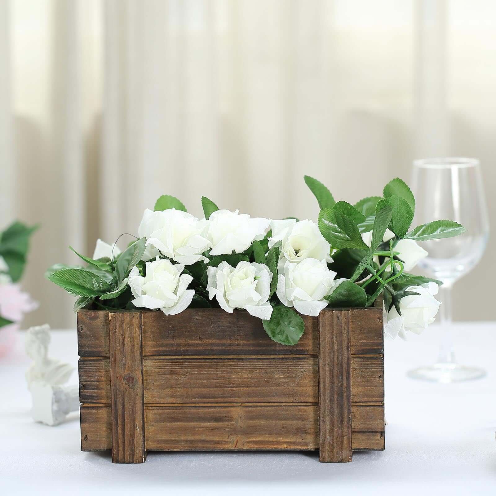 Hot Deal! 2-Pack Smoked Brown Rustic Wood Planter Boxes - Ideal Natural Decor for Weddings, 10x5