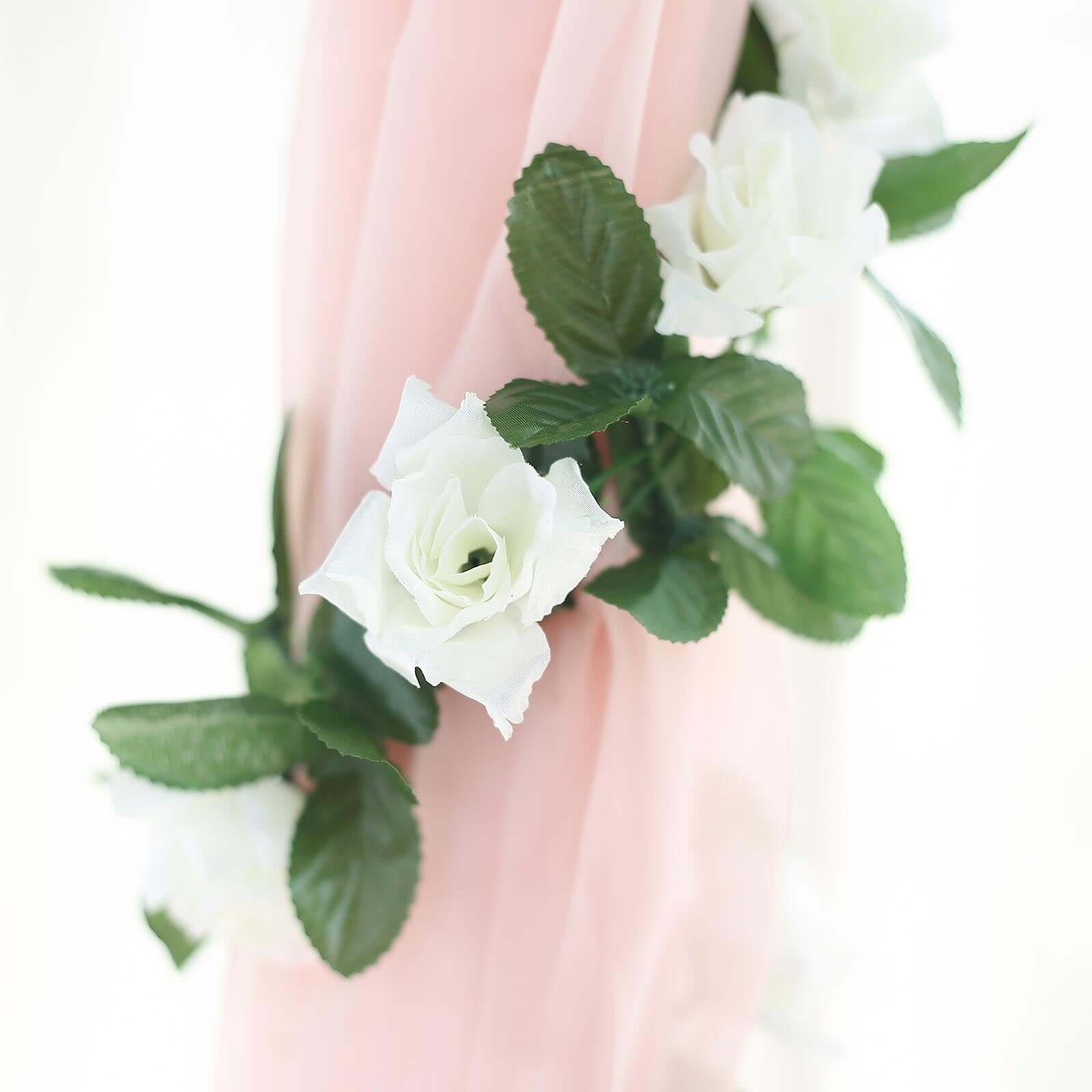6ft UV-Protected Cream Artificial Silk Rose Garland - Ideal for Decor