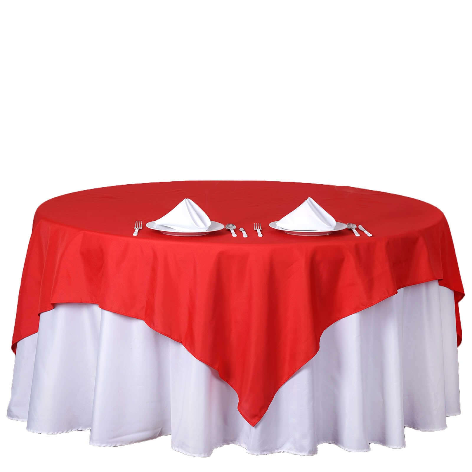 Hot Deal! Red Polyester 70x70 Square Table Overlay - Wrinkle-Free & Durable Tablecloth