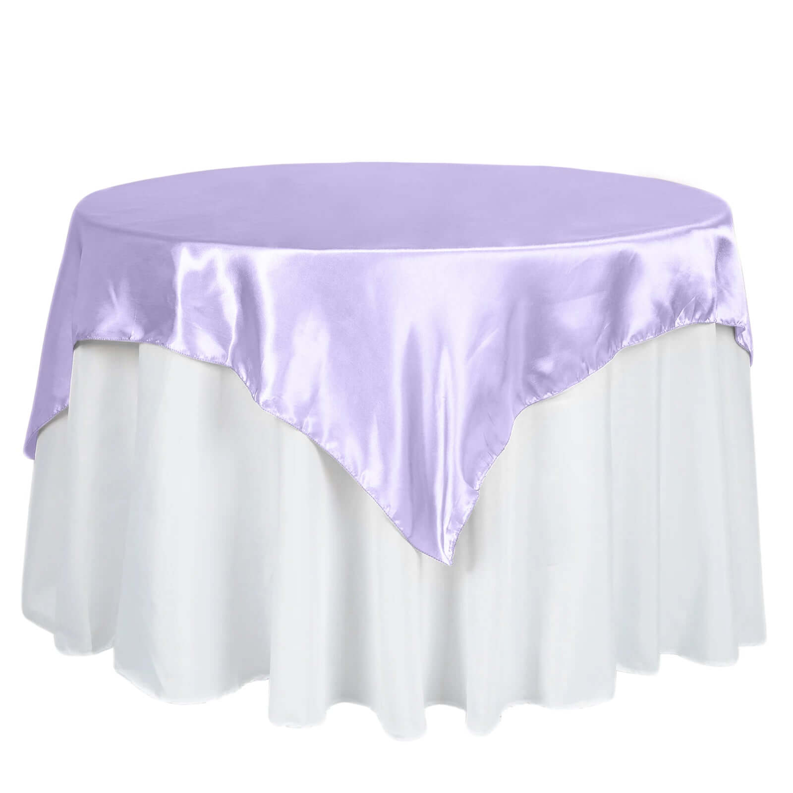 Satin 60x60 Table Overlay Square Tablecloth Lavender Lilac - Smooth Silky Touch Table Cover