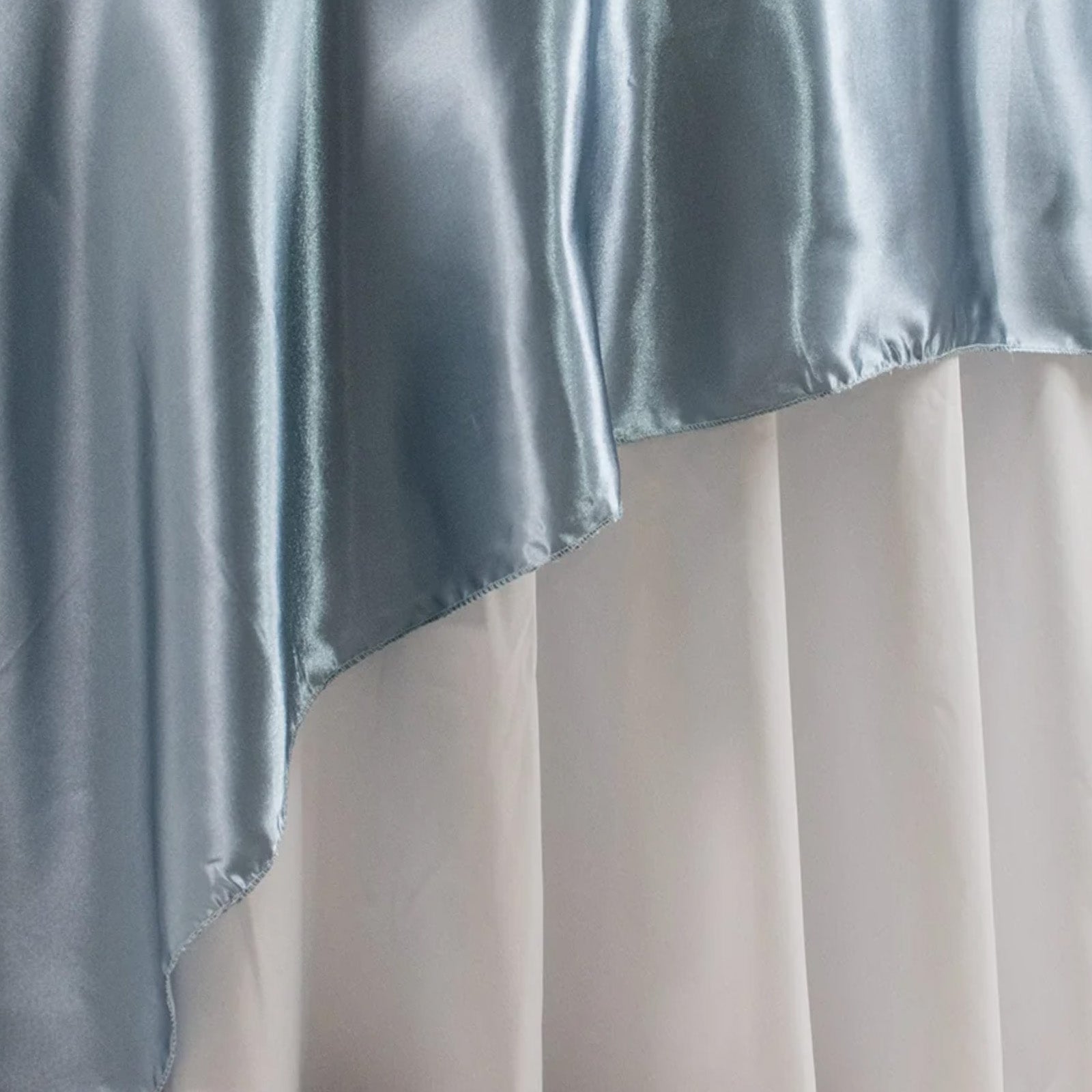 Dusty Blue Satin 90x90 Square Table Overlay with Smooth Finish