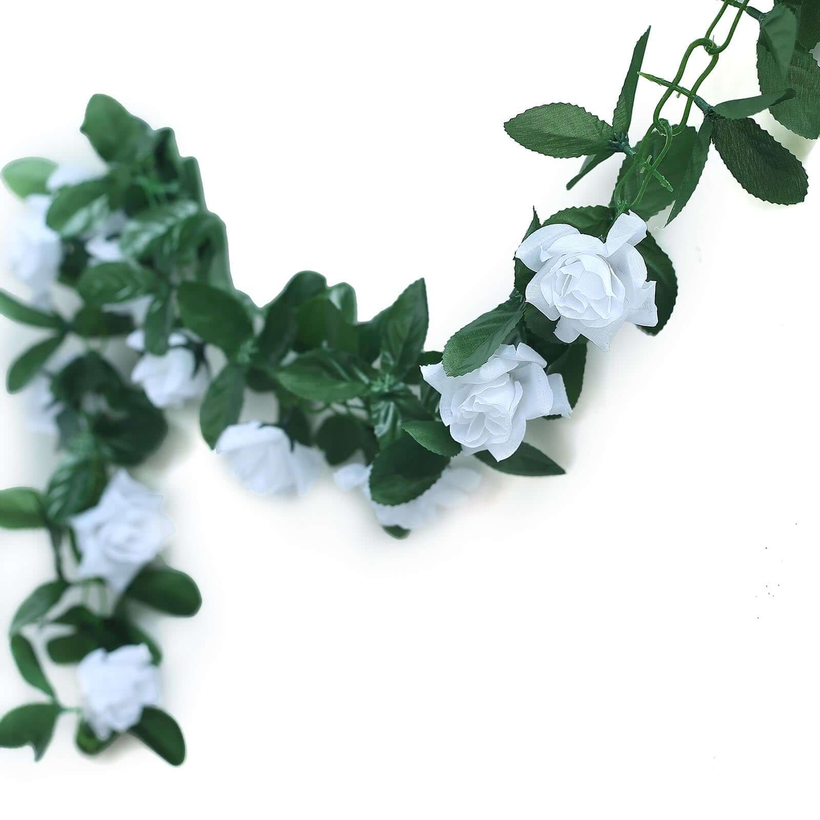Hot Deal! 6ft UV-Protected White Artificial Silk Rose Garland for Decor