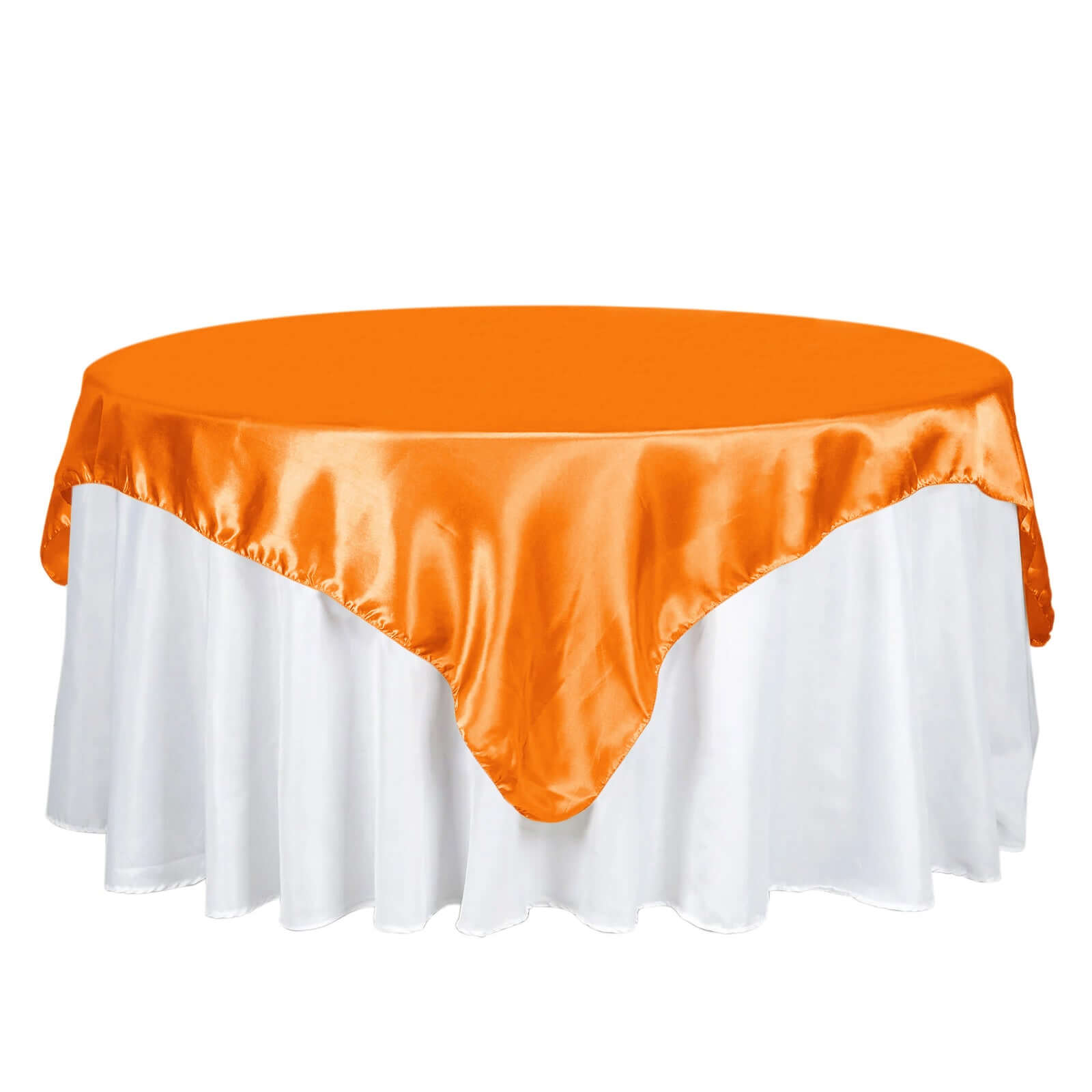 Orange 72x72 Satin Square Table Overlay with Smooth Finish
