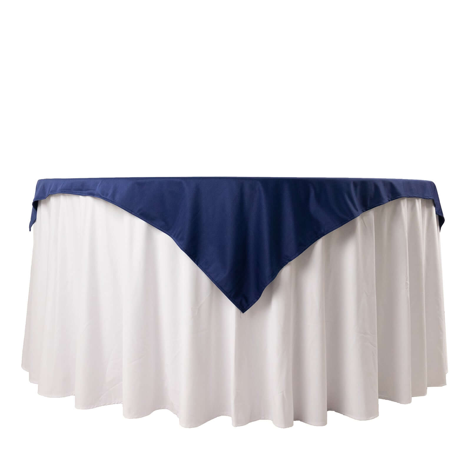 Exclusive Navy Blue Scuba Polyester 54x54 Square Table Overlay - Wrinkle & Stain Free