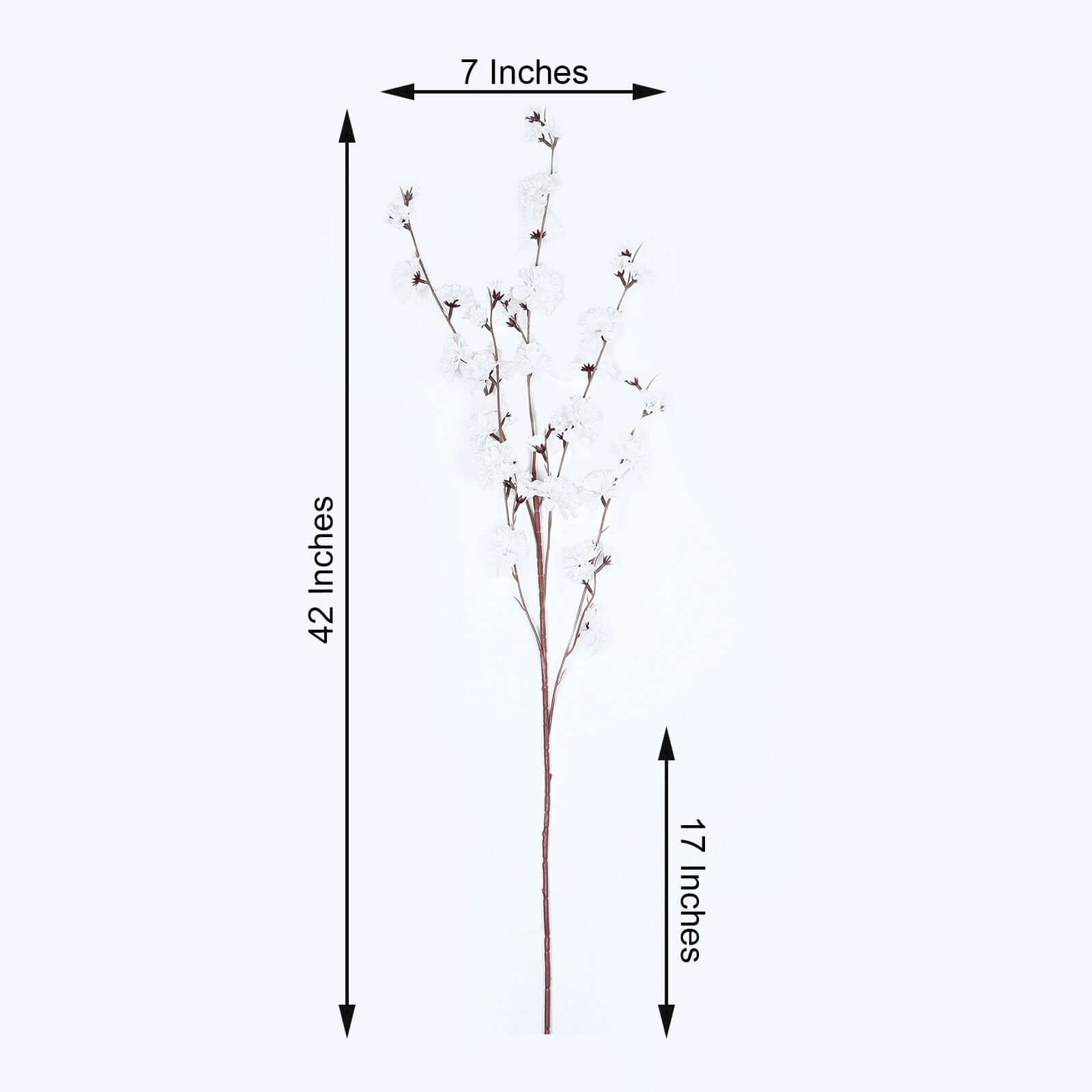 2 Branches 42-Inch Tall Artificial White Silk Carnation Stems - Perfect Decor!