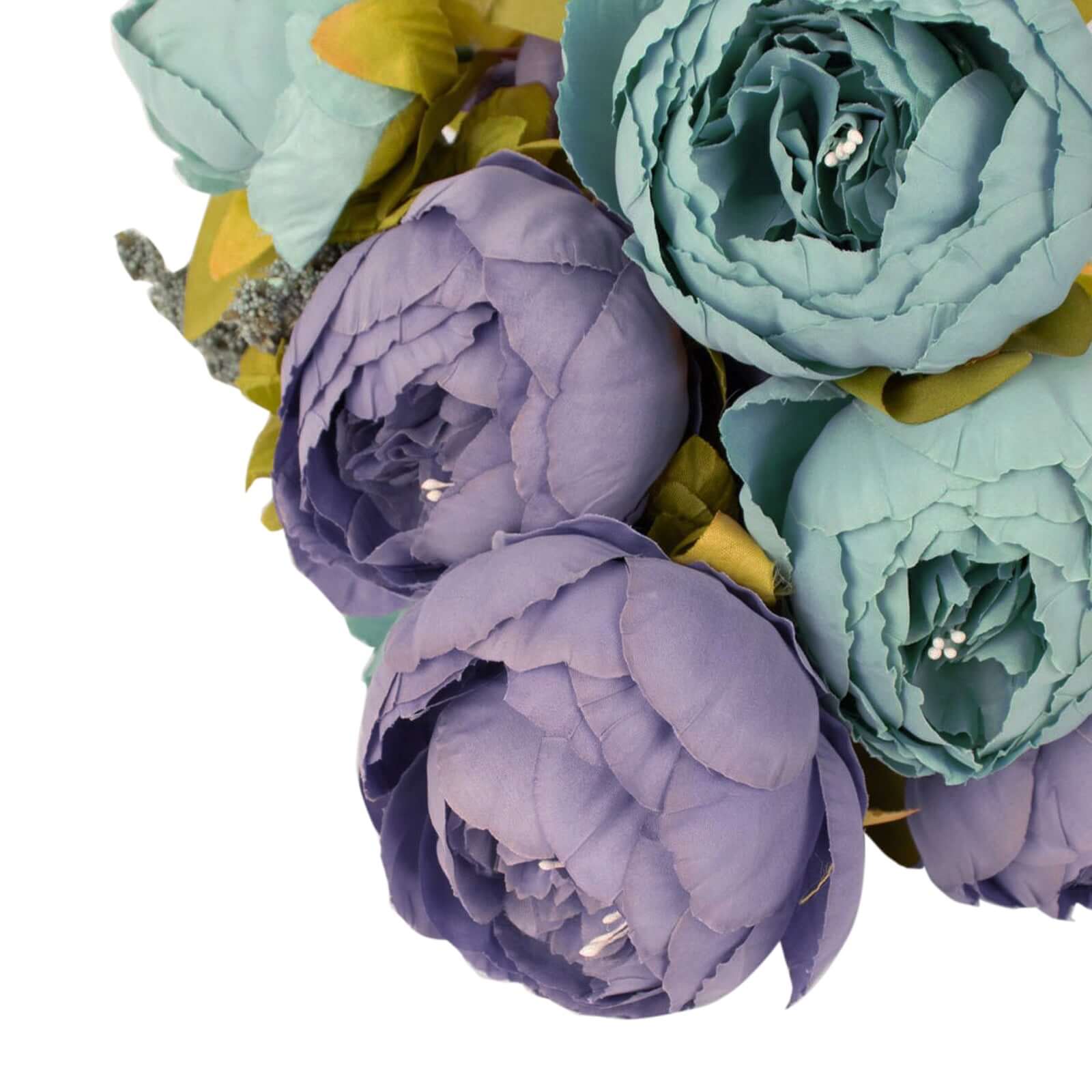 Hot Deal! 2-Pack 19-Inch Dusty Blue Artificial Peony Flower Bouquets for Weddings and Decor