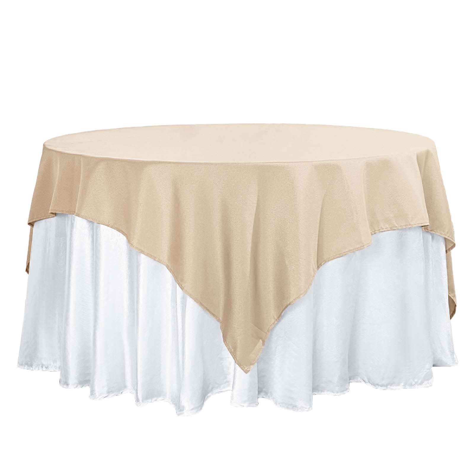 Nude Polyester 70x70 Wrinkle-Resistant & Durable Square Table Overlay - Great Deal