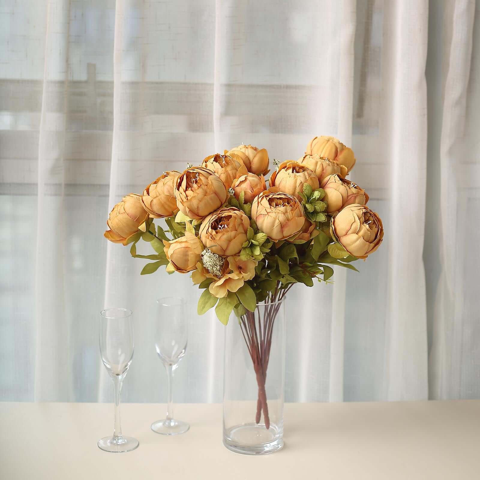 Hot Deal! 2 Pack 19" Gold Artificial Peony Flower Wedding Bouquets