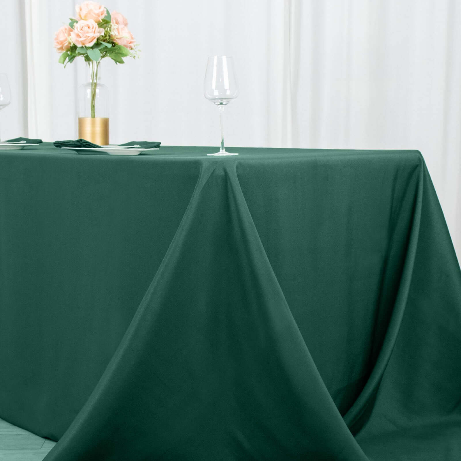Exclusive Premium Polyester Rectangle Tablecloth - 90x156 Hunter Emerald Green, Seamless 220GSM Stain-Resistant