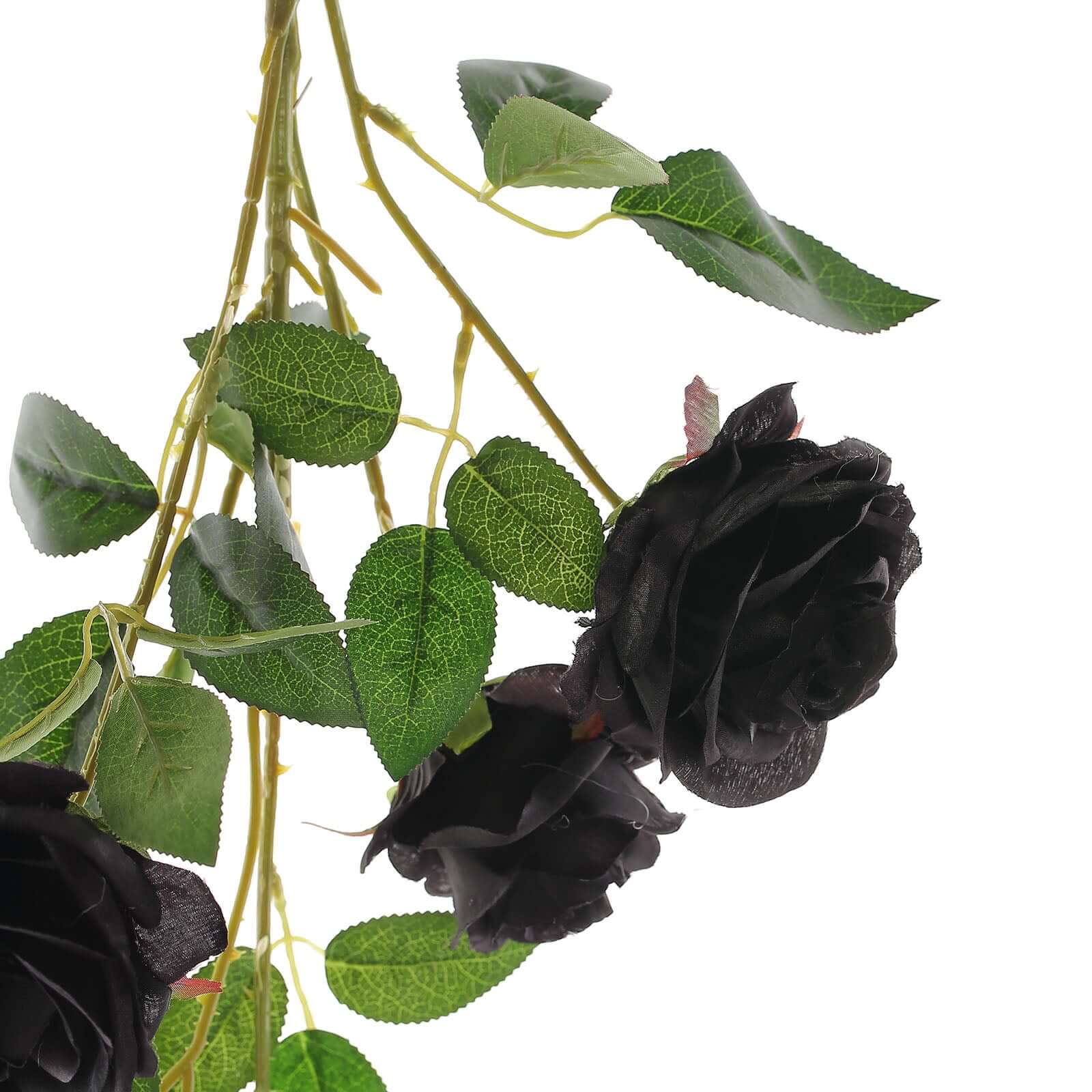 Hot Sale! 2 Bouquets of 33-Inch Tall Artificial Black Silk Rose Flower Bush Stems